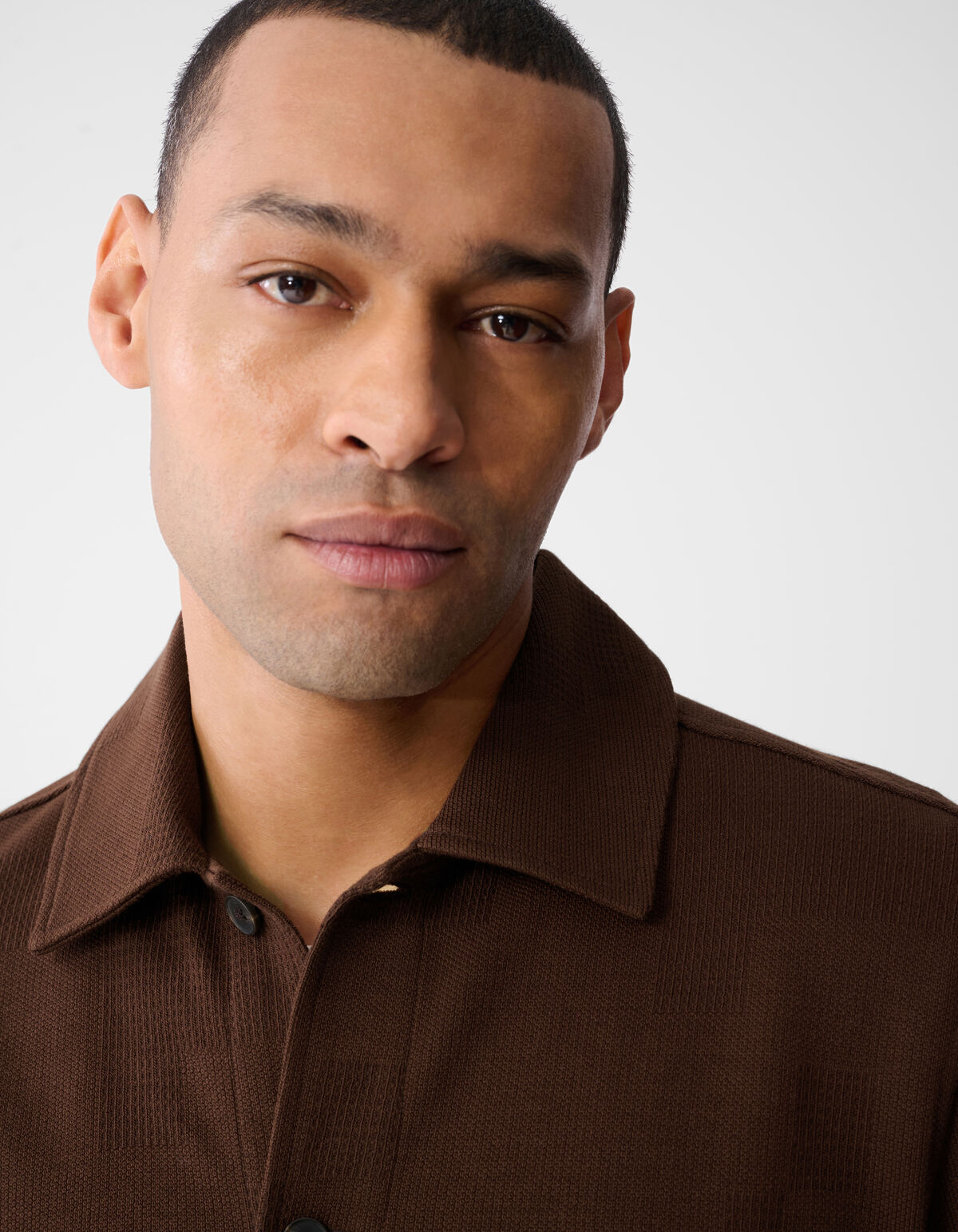 Ruiten Jacquard Overhemd Donkerbruin SHOEBY MEN