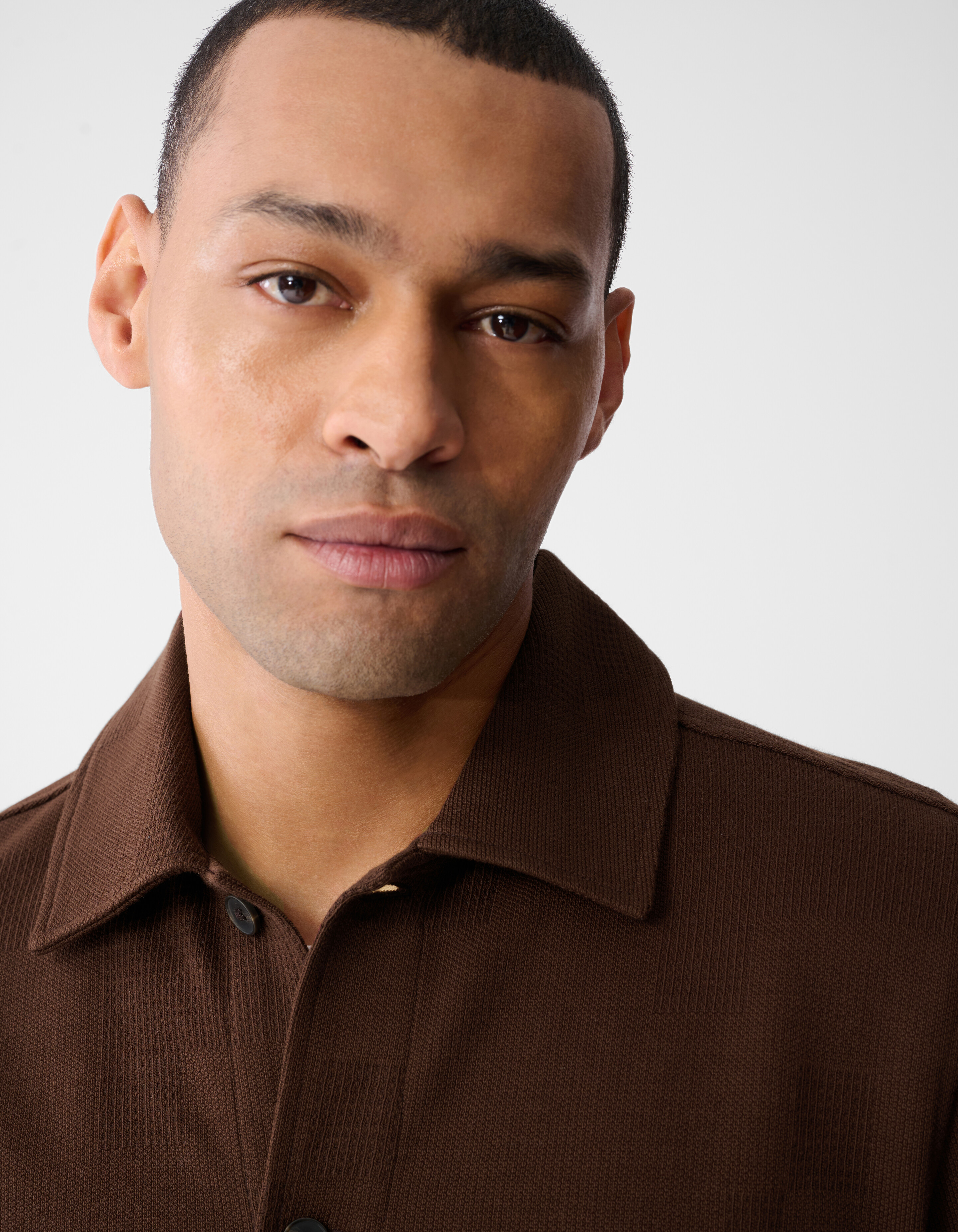 Ruiten Jacquard Overhemd Donkerbruin SHOEBY MEN