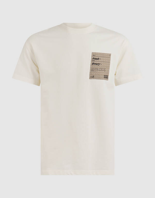 Stitched Artwork T-shirt Gebroken Wit SHOEBY MEN