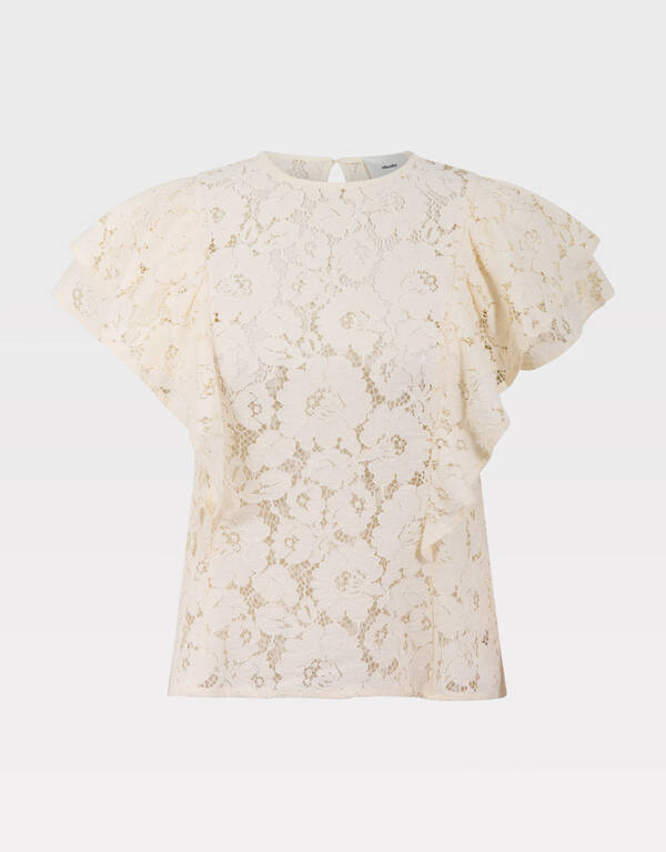 Kanten Ruffle Top Gebroken Wit SHOEBY WOMEN