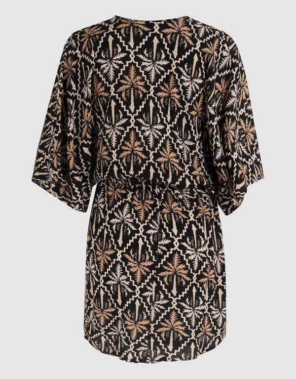 Printed Crinkle Mini Jurk Zwart/Wit SHOEBY WOMEN