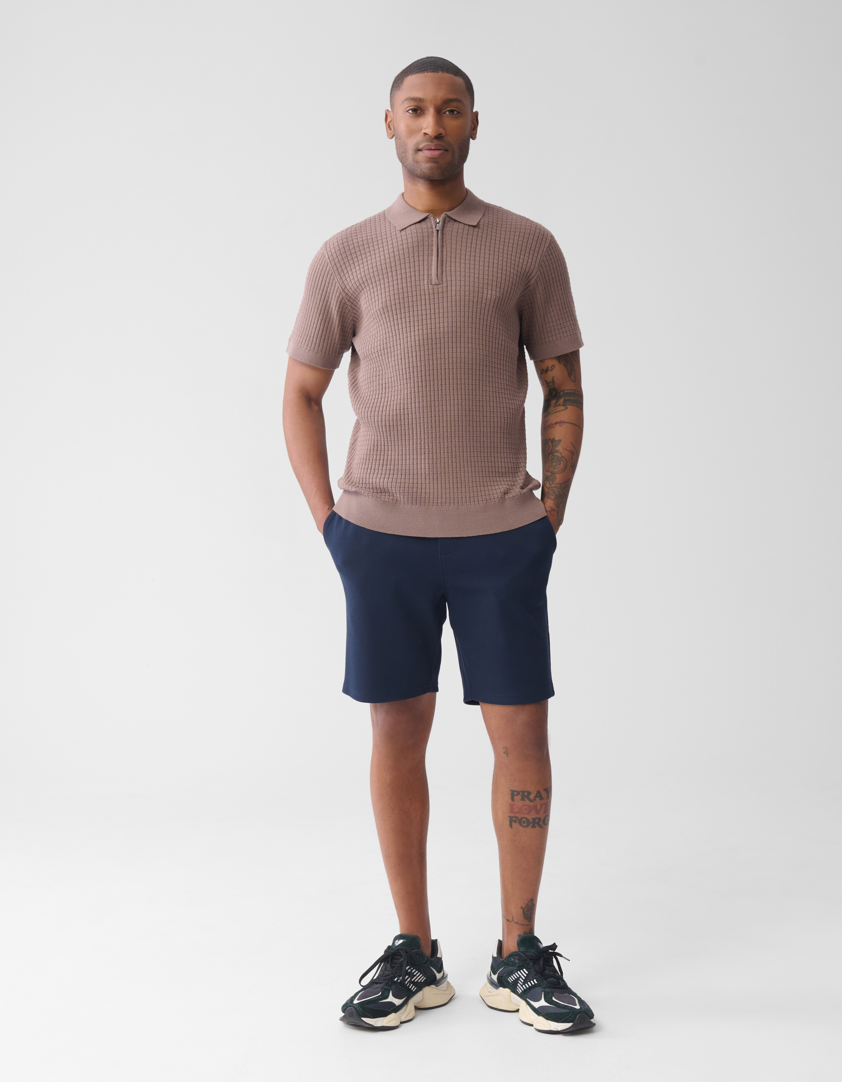 Half Zip Polo Lichtbruin SHOEBY MEN
