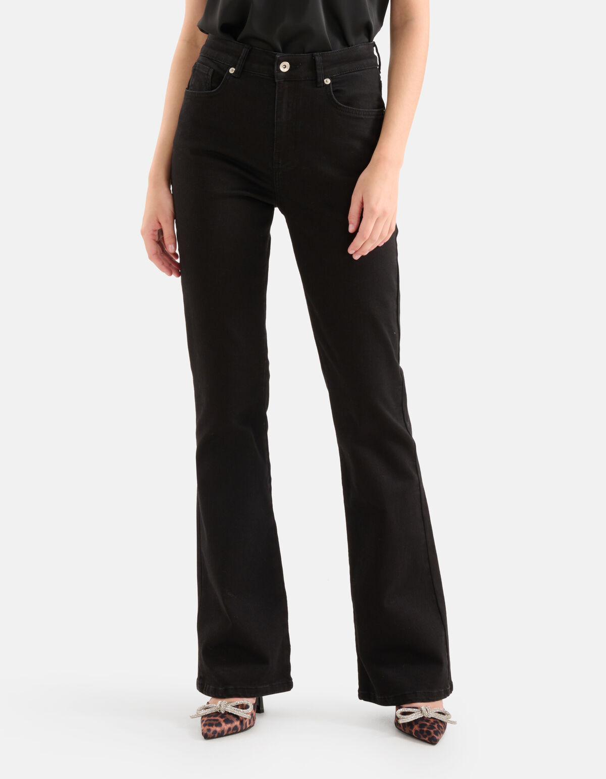 Flared Rinsed Denim Jeans Zwart L34 SHOEBY WOMEN