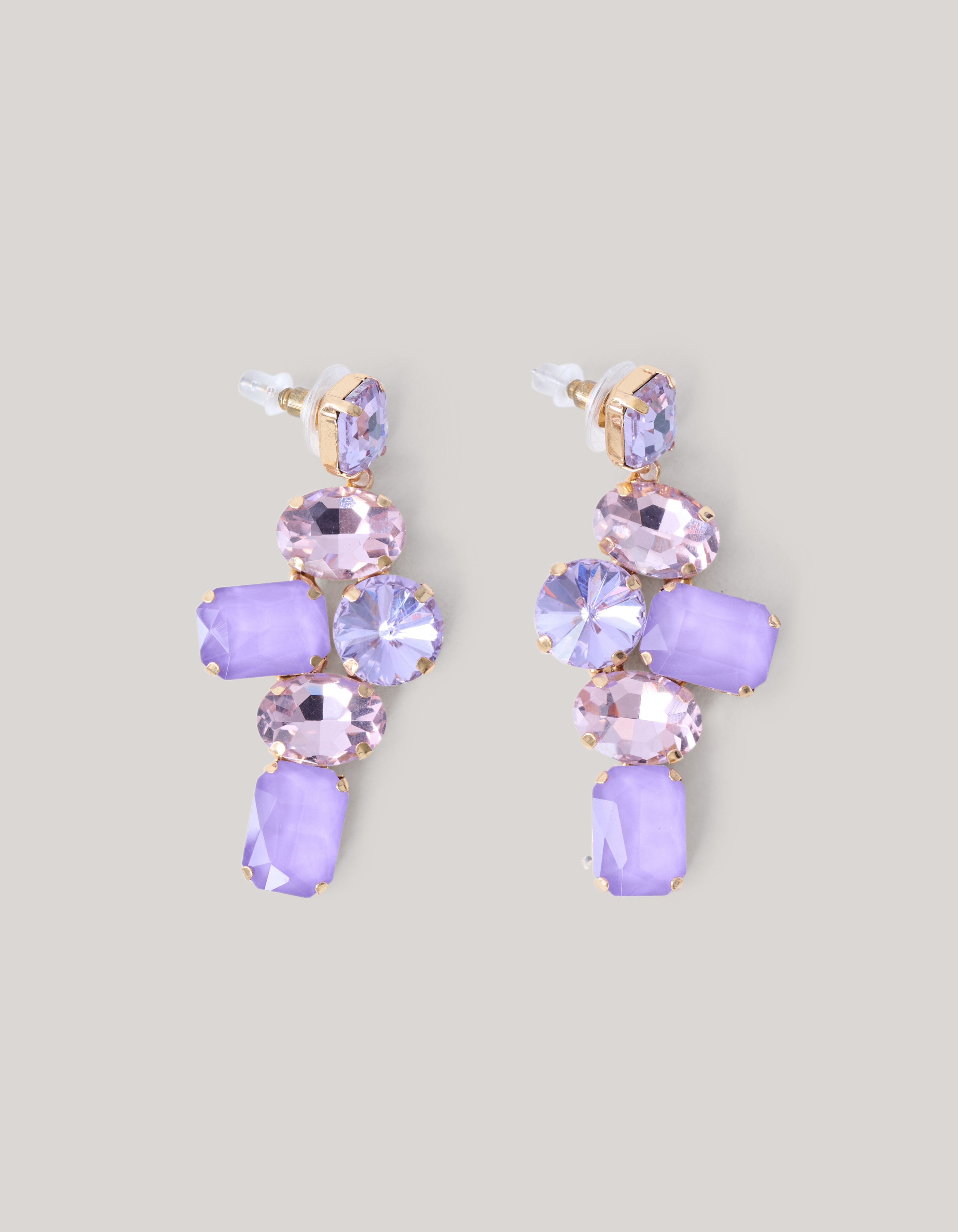 Hanging Strass Oorbellen Paars SHOEBY ACCESSOIRES
