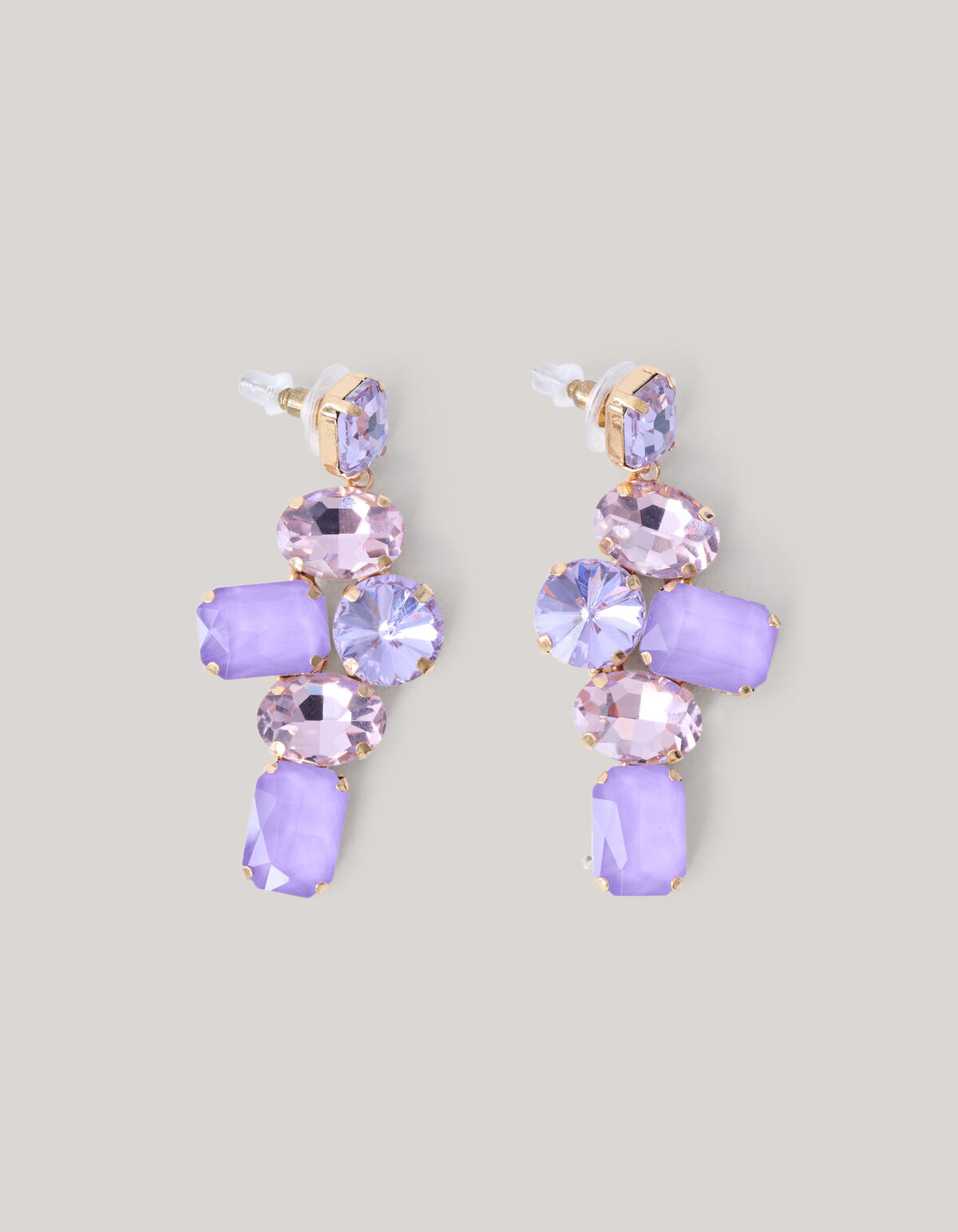 Hanging Strass Oorbellen Paars SHOEBY ACCESSOIRES