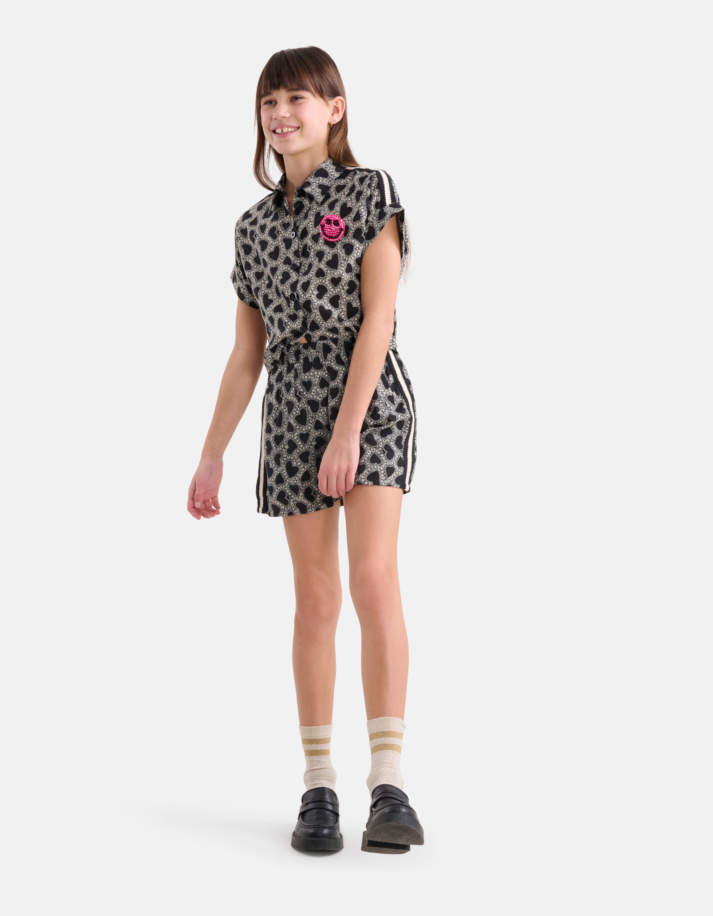 Embroidery Heart Blouse Zwart SHOEBY GIRLS