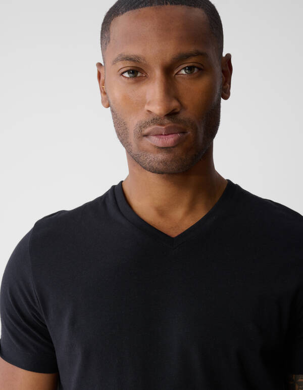 Basis V-hals T-shirt Zwart SHOEBY MEN