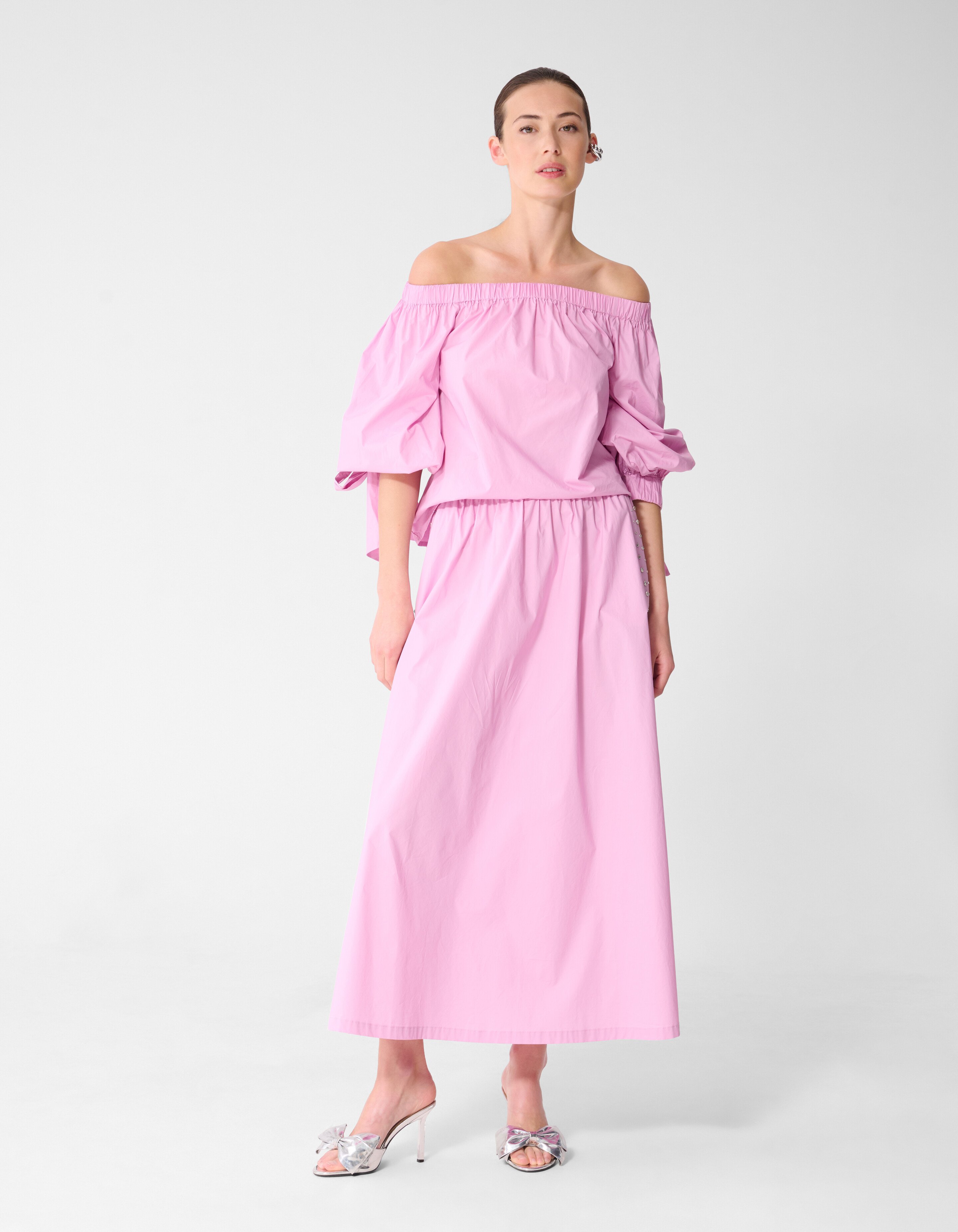 Poplin Studs Maxi Rok Roze SHOEBY WOMEN