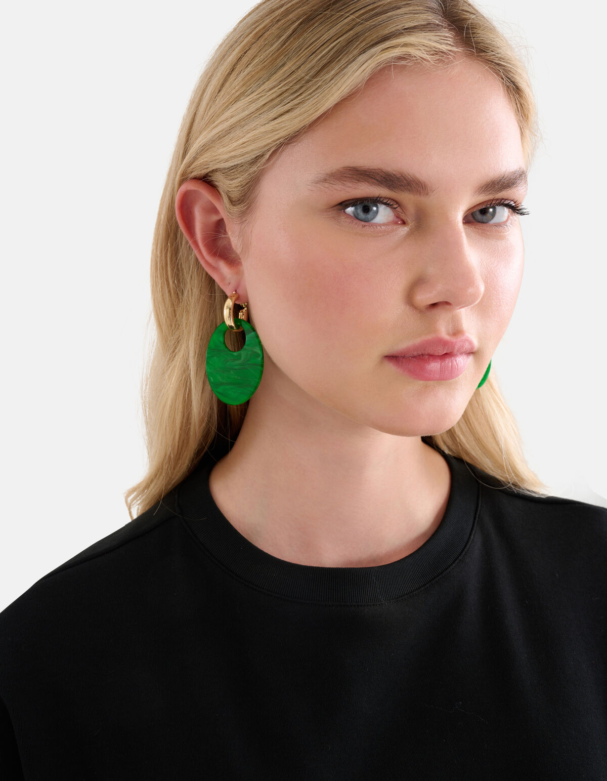 Ovale Oorbellen Donkergroen SHOEBY ACCESSOIRES