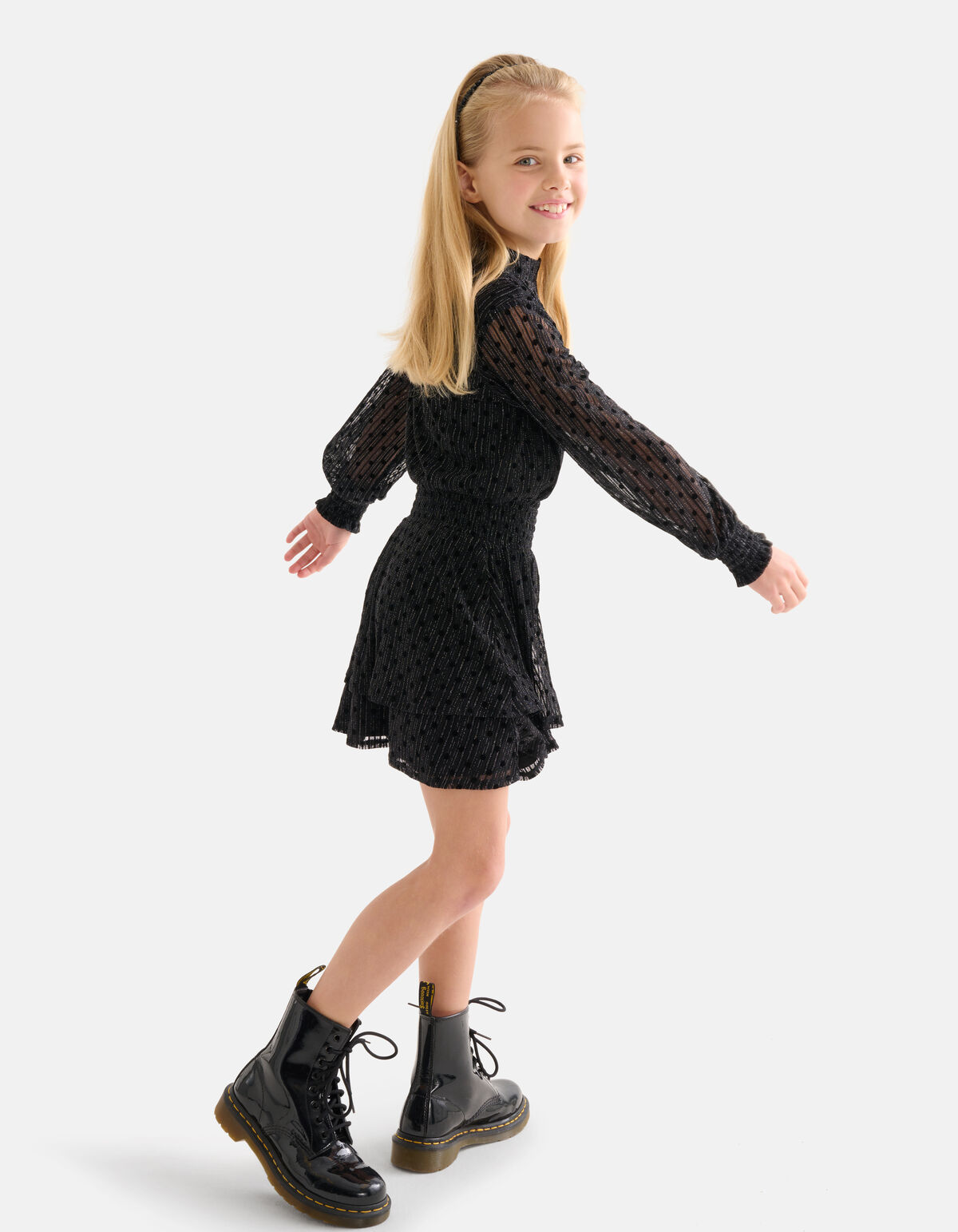 Glitter Mesh Jurk Zwart SHOEBY GIRLS