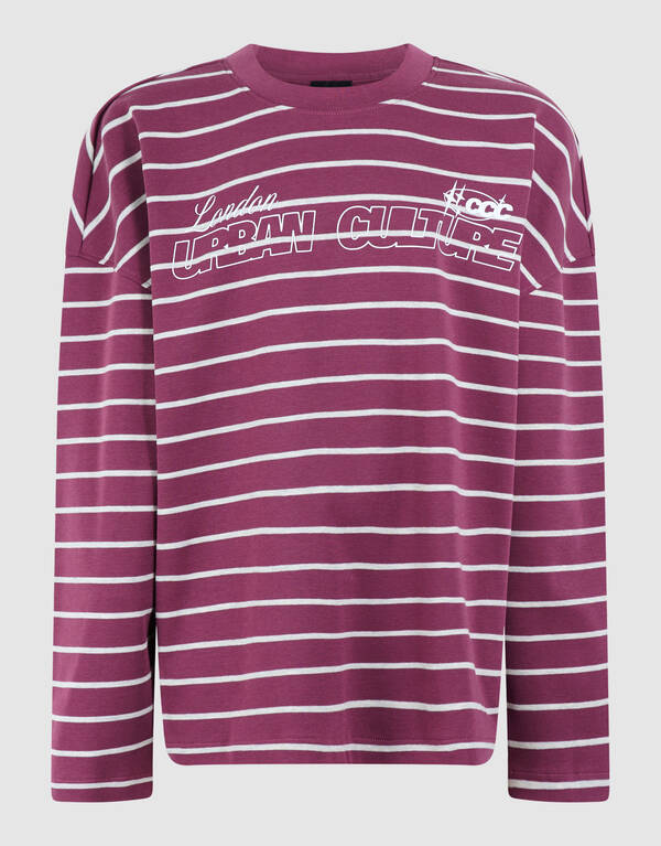 Striped Longsleeve T-shirt Donkerrood SHOEBY BOYS
