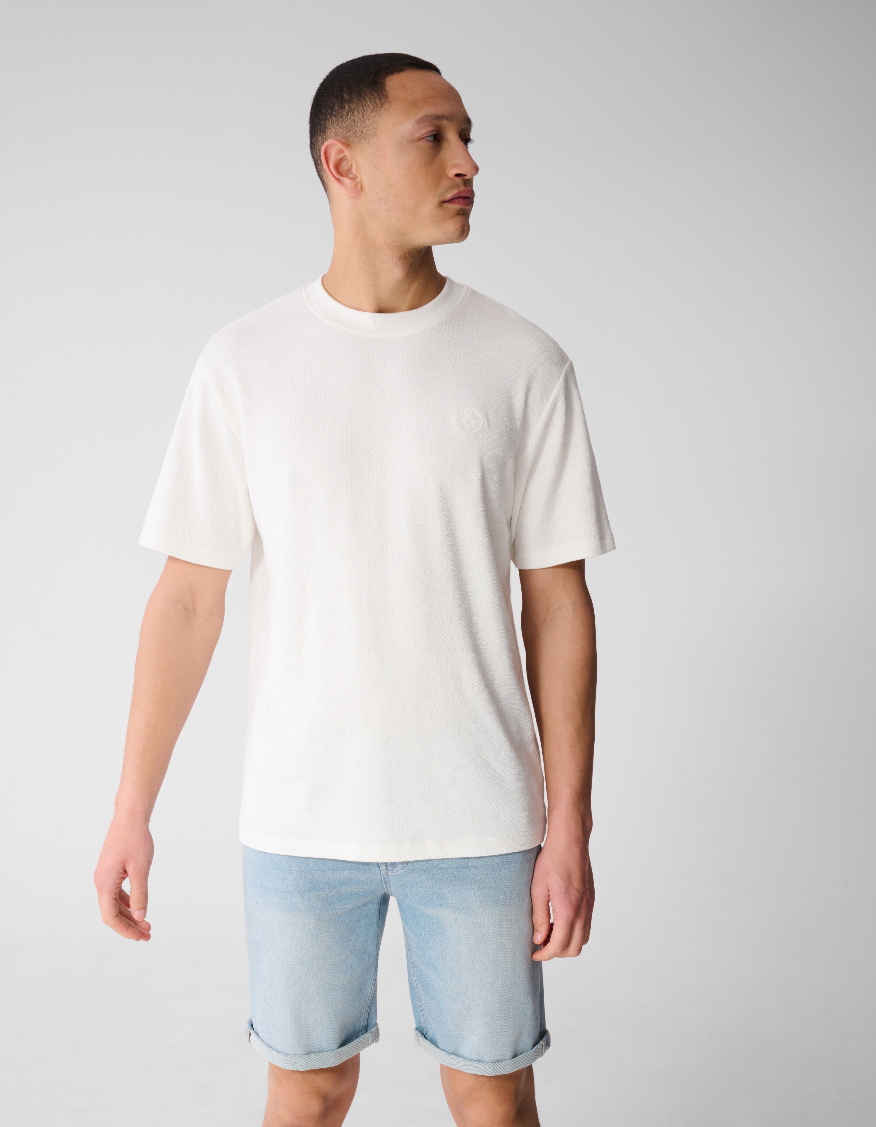 Spark Structuur T-shirt Gebroken Wit SHOEBY MEN