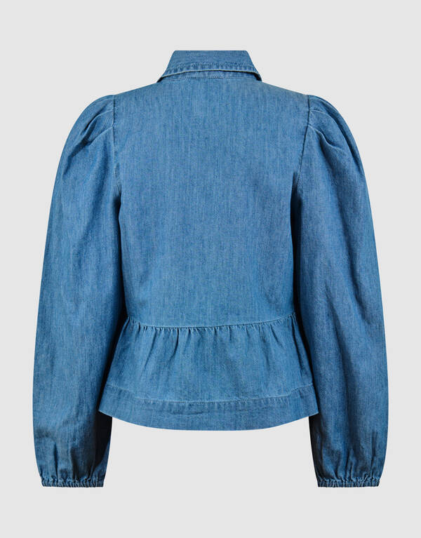 Denim Strik Blouse Blauw SHOEBY GIRLS