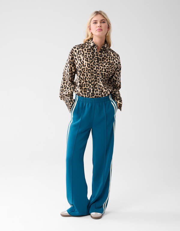 Sporty Wide Leg Broek Blauw SHOEBY WOMEN