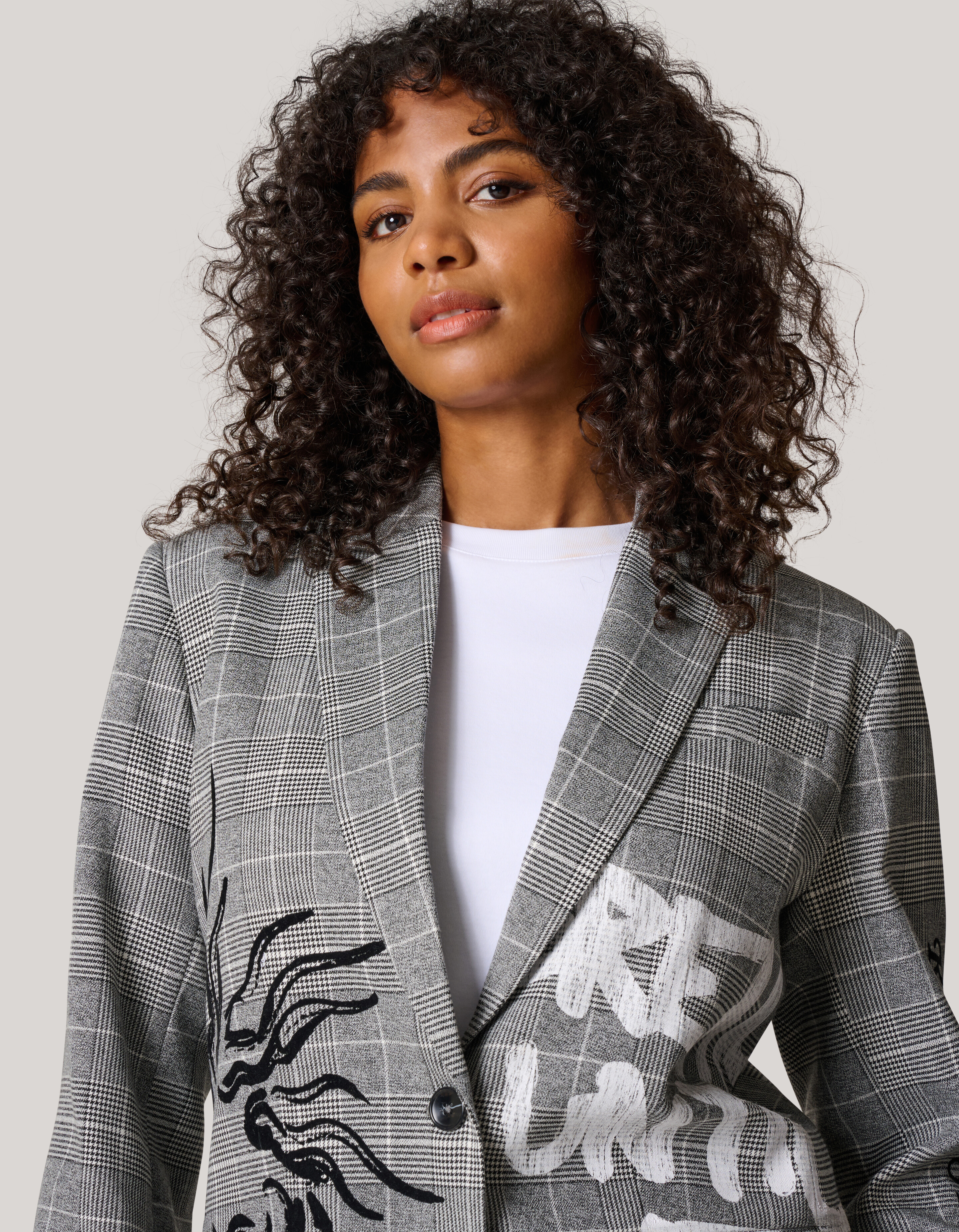 Tekst Blazer Grijs SHOEBY WOMEN
