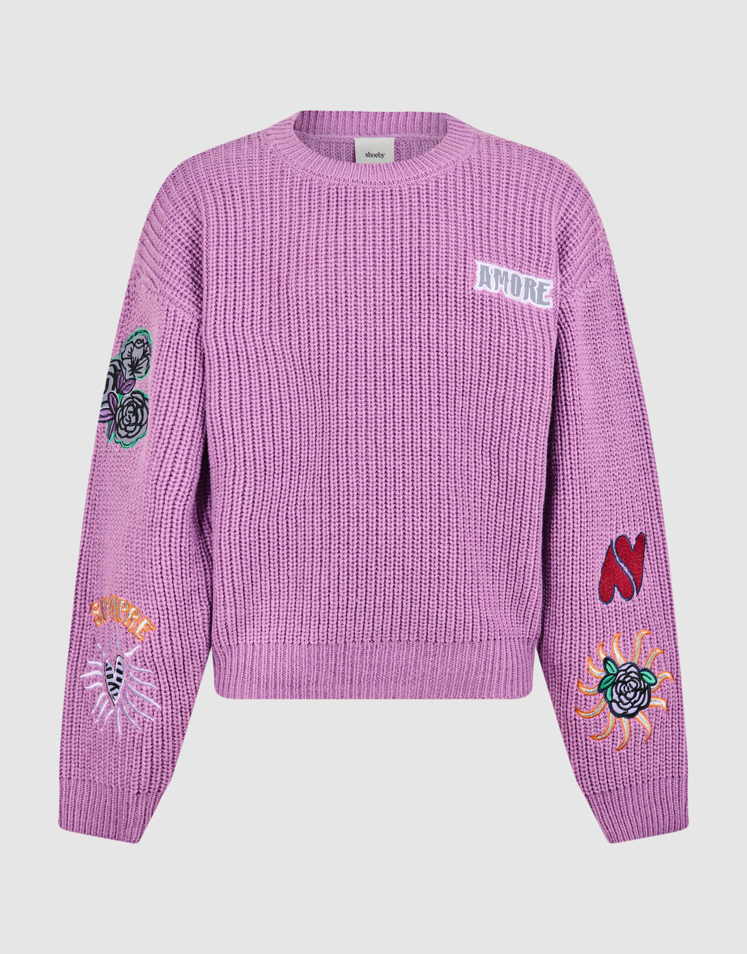 Embroidery Knit Trui Paars SHOEBY GIRLS