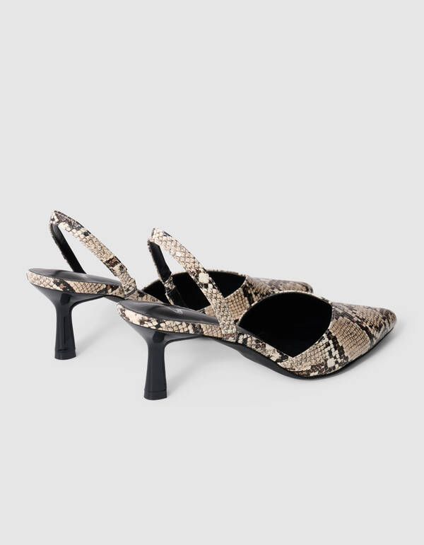 Snake Vegan Leren Hakken Lichtbruin SHOEBY SHOES