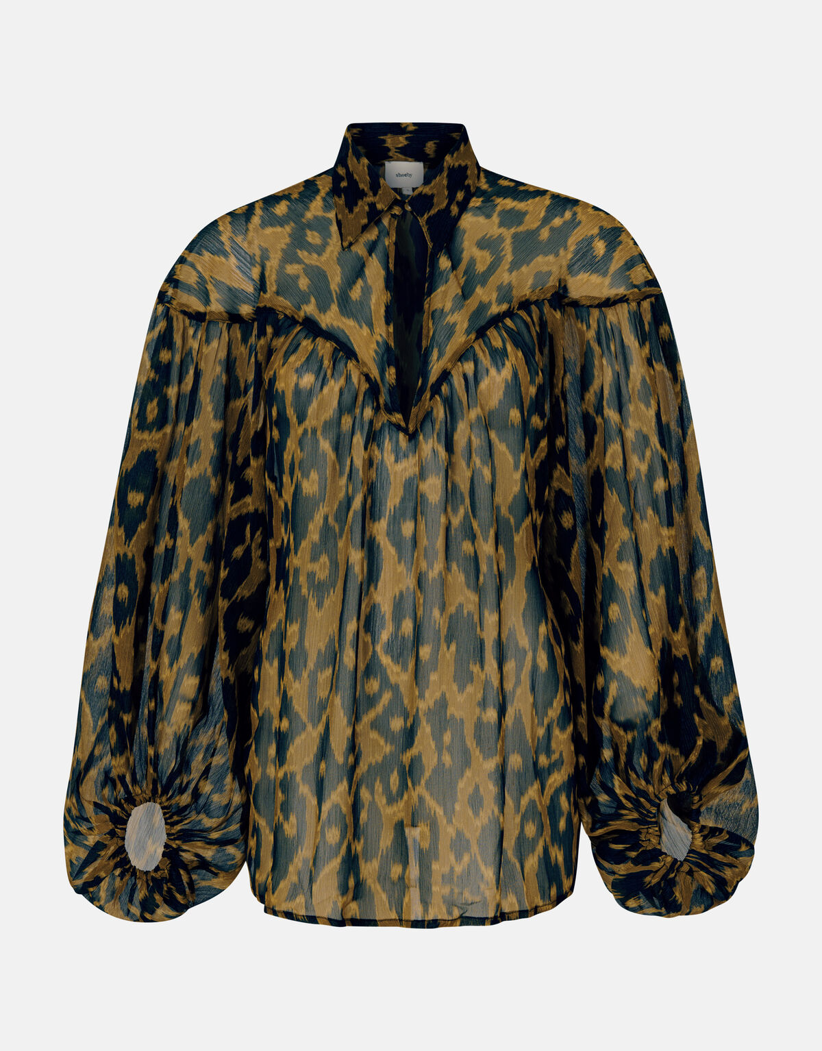 Leopard Print Blouse Donkergroen SHOEBY WOMEN