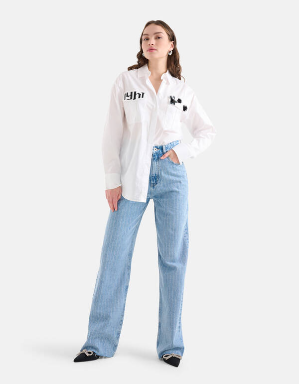 Strass Wide Leg Jeans Mediumstone L33 SHOEBY WOMEN