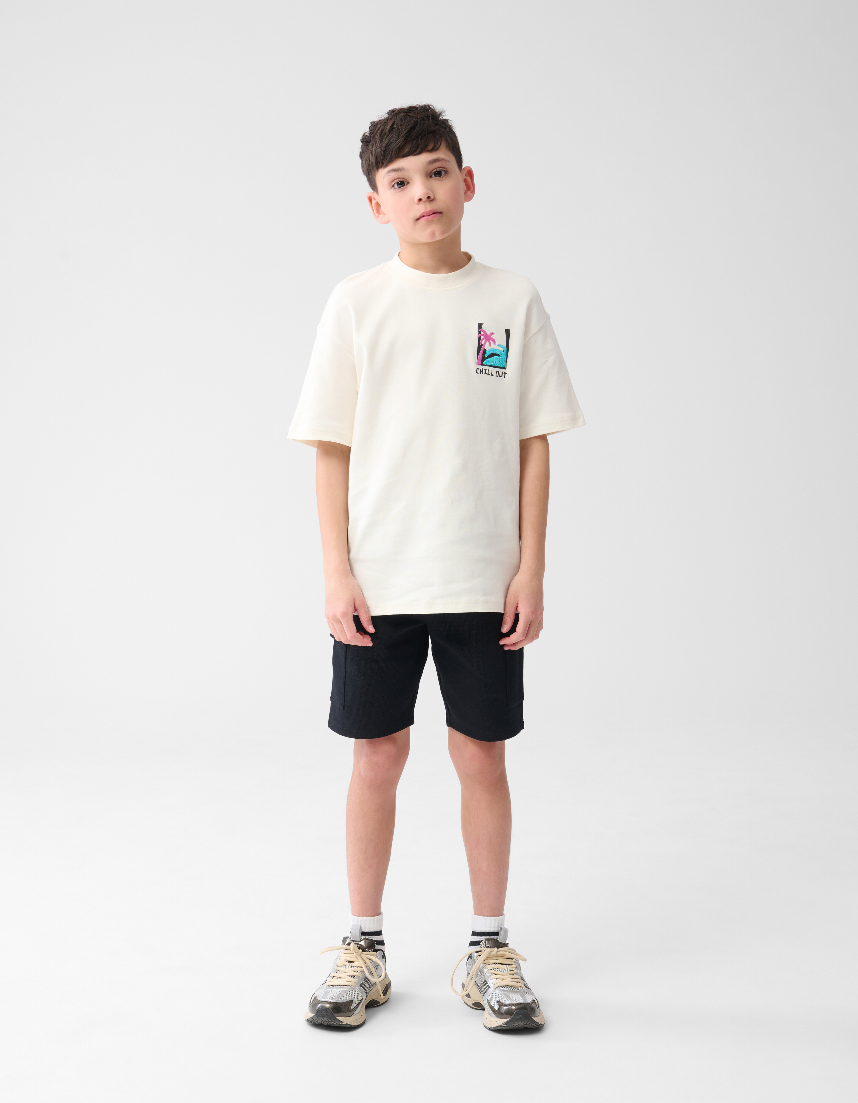 Towling Artwork T-shirt Gebroken Wit SHOEBY BOYS