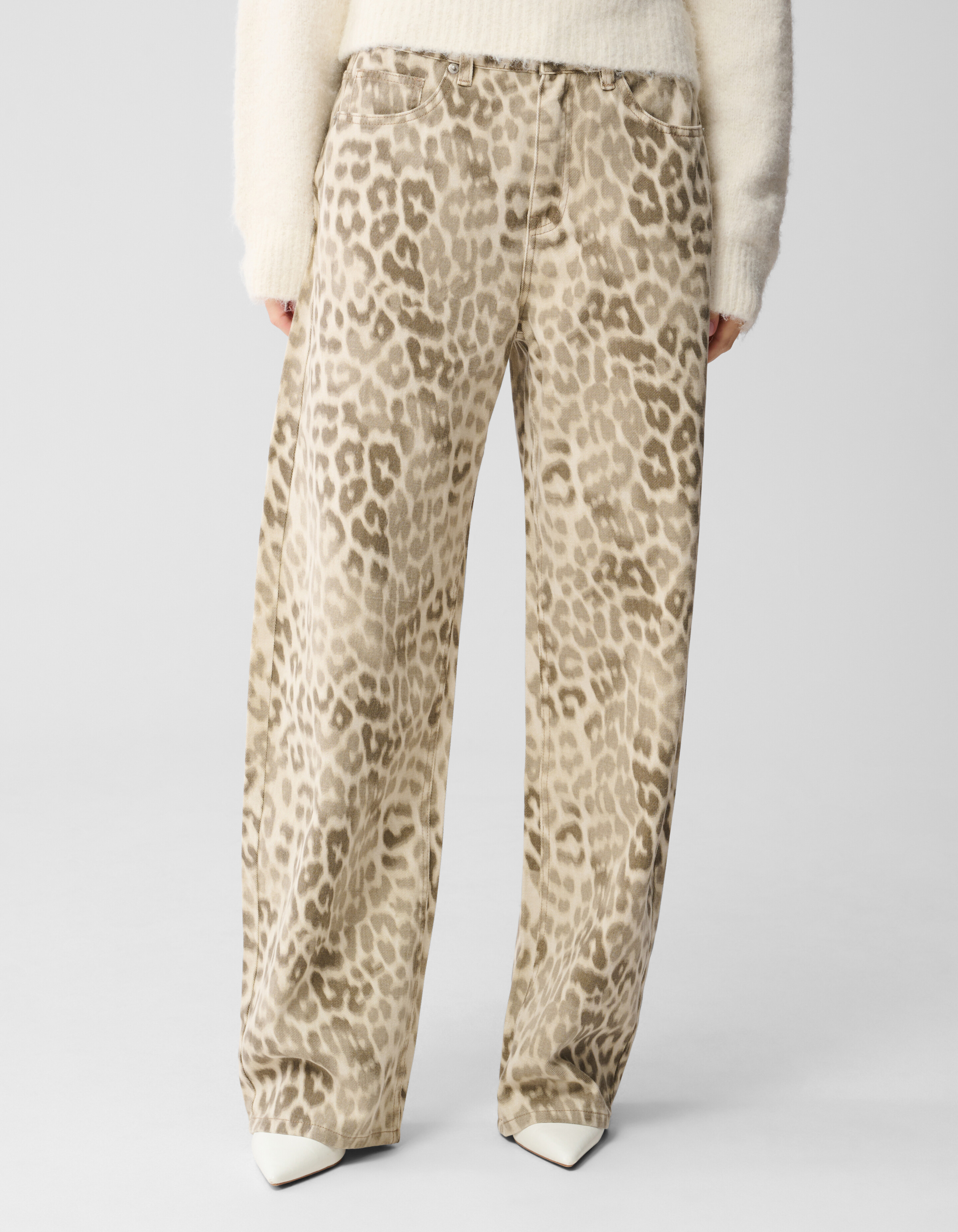 Leopard Baggy Fit Jeans Lichtbruin SHOEBY WOMEN