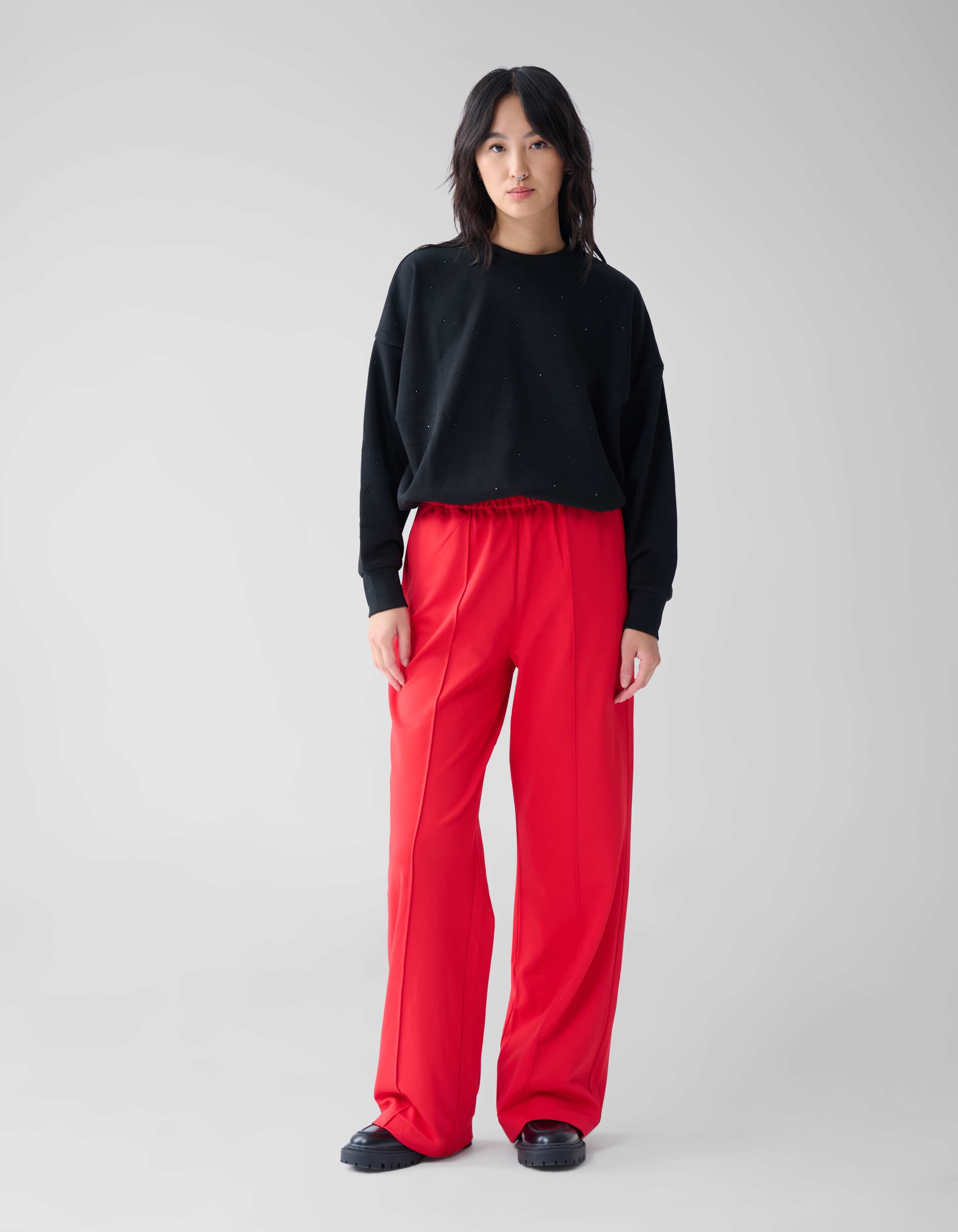 Basic Wide Leg Broek Rood SHOEBY WOMEN