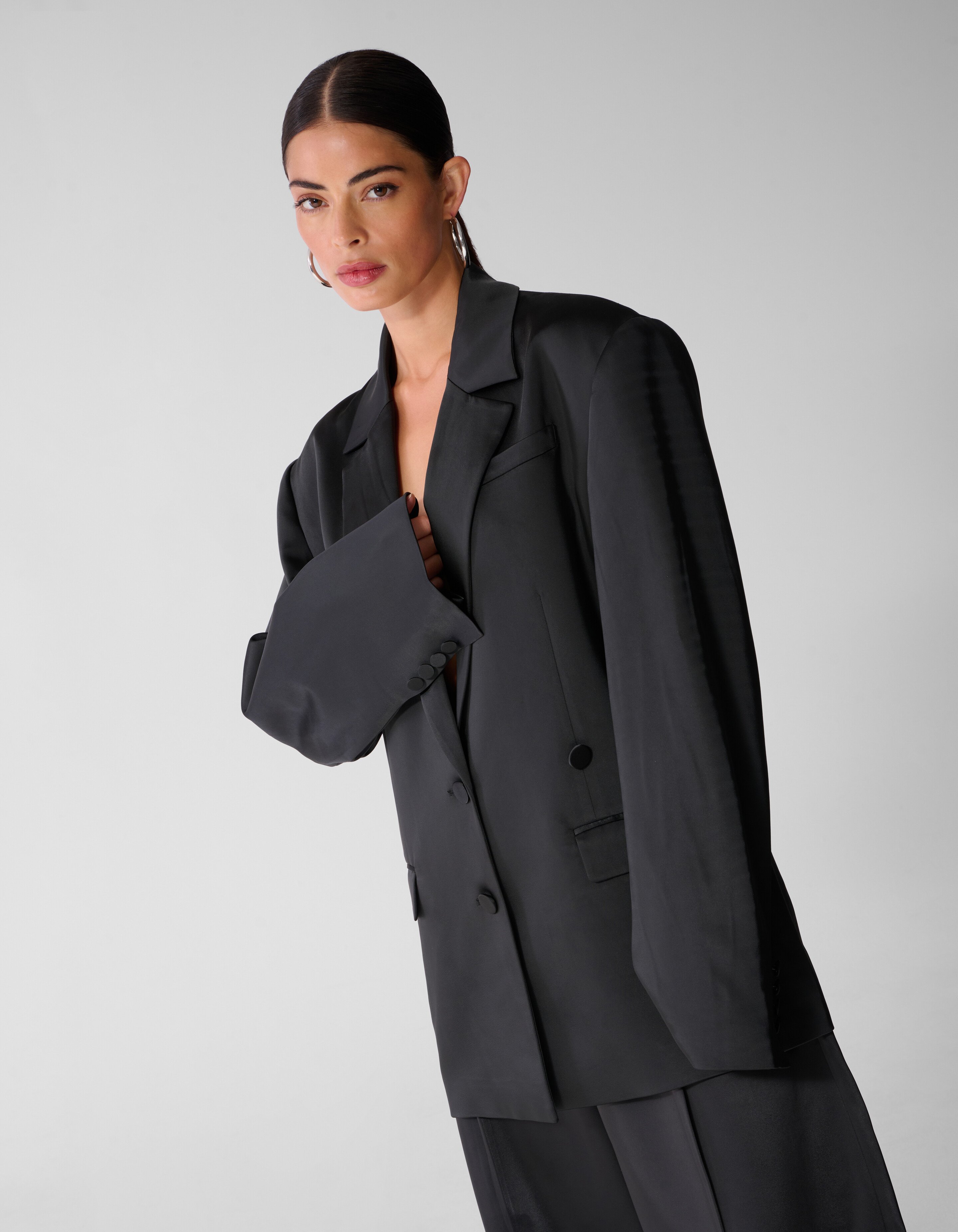 Oversized Satijnen Blazer Zwart SHOEBY WOMEN