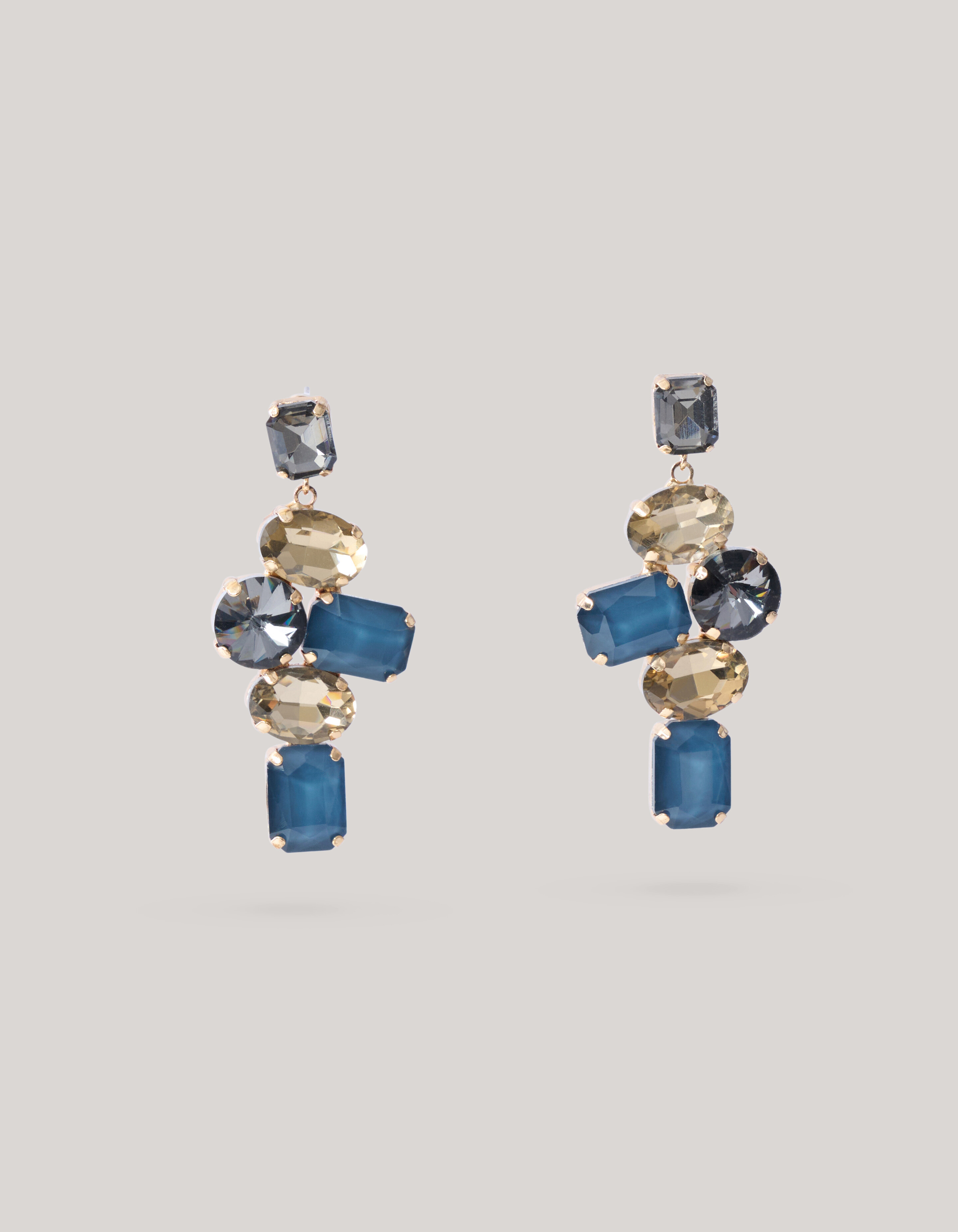 Hanging Strass Oorbellen Blauw SHOEBY ACCESSOIRES
