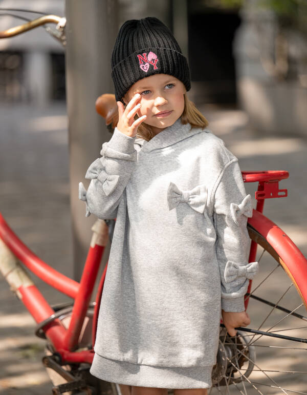Strik Hoodie Jurk Lichtgrijs SHOEBY GIRLS