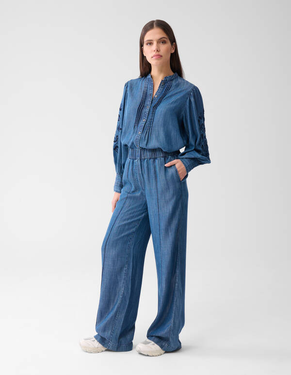 Wide Leg Pintuck Broek Blauw By Mieke SHOEBY WOMEN