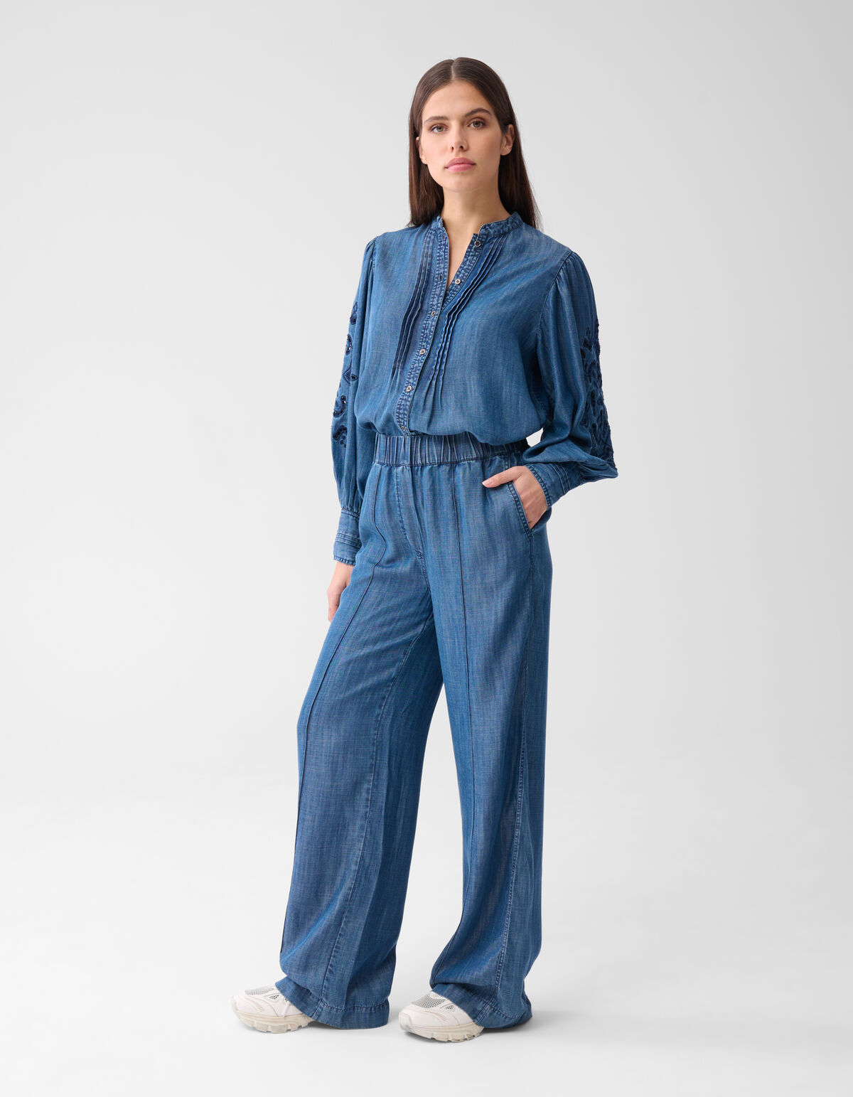 Wide Leg Pintuck Broek Blauw By Mieke SHOEBY WOMEN