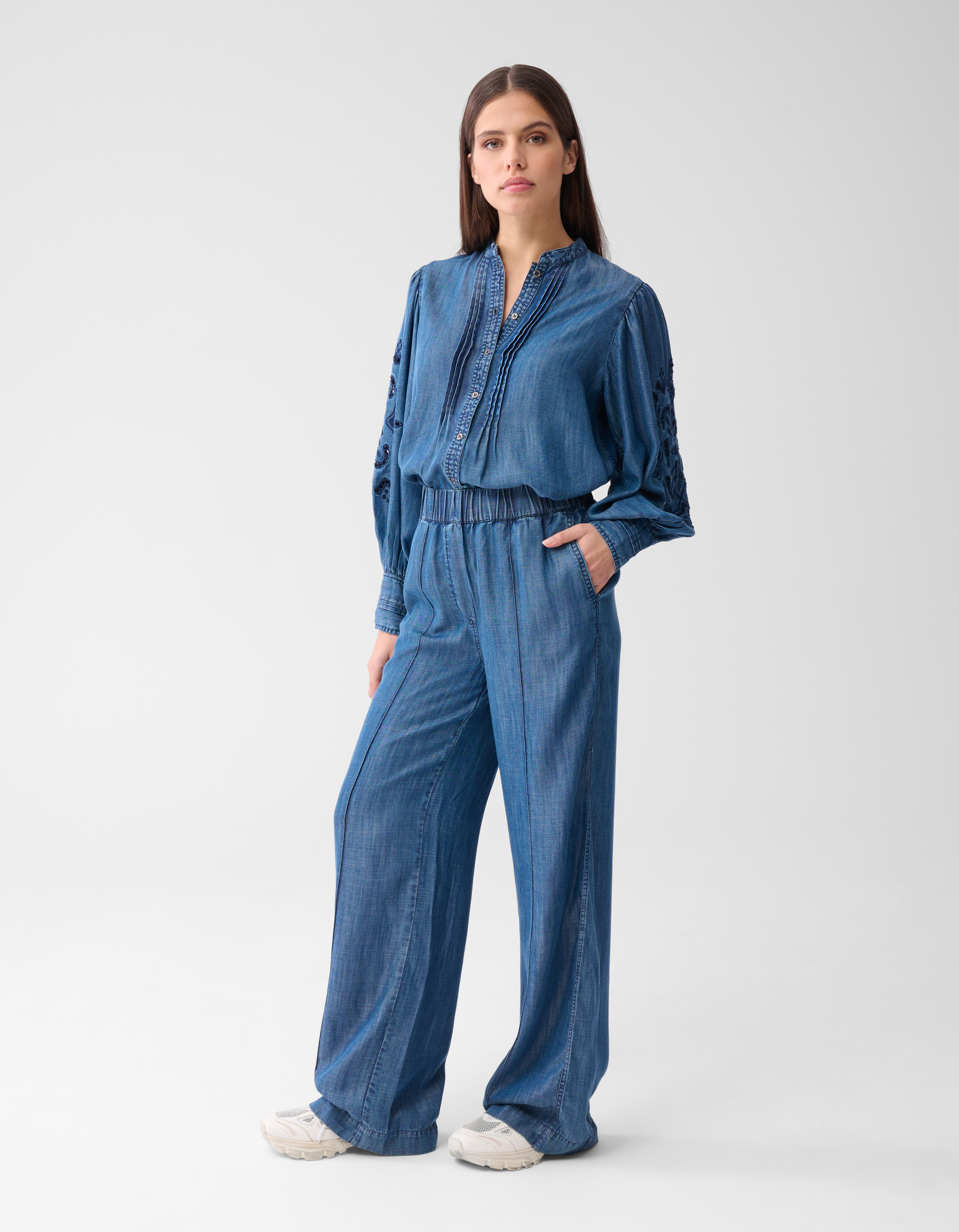 Wide Leg Pintuck Broek Blauw By Mieke SHOEBY WOMEN