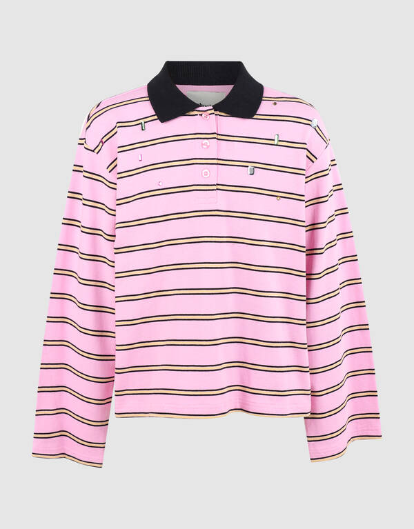 Rhinestone Longsleeve Polo Roze SHOEBY GIRLS