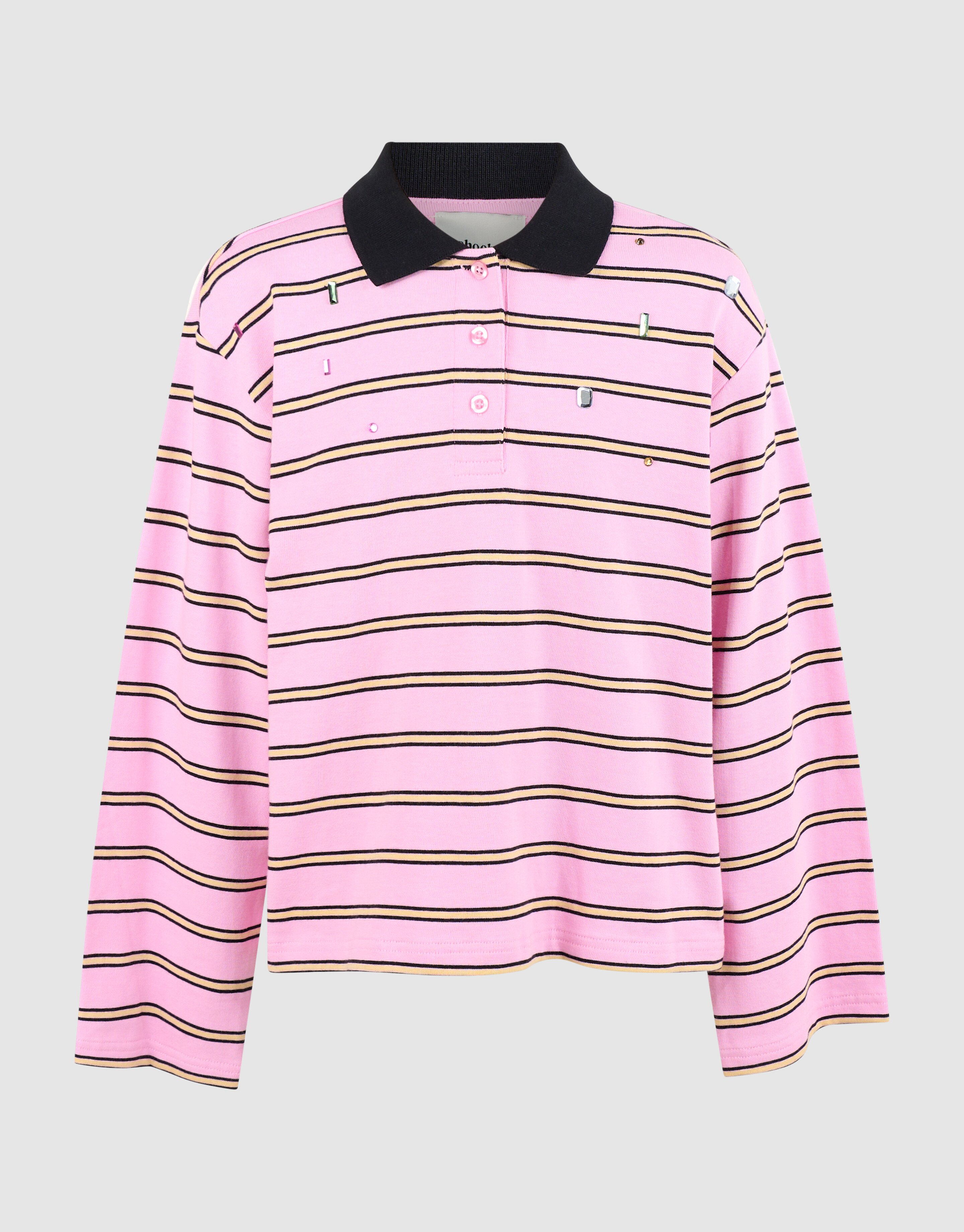 Rhinestone Longsleeve Polo Roze SHOEBY GIRLS