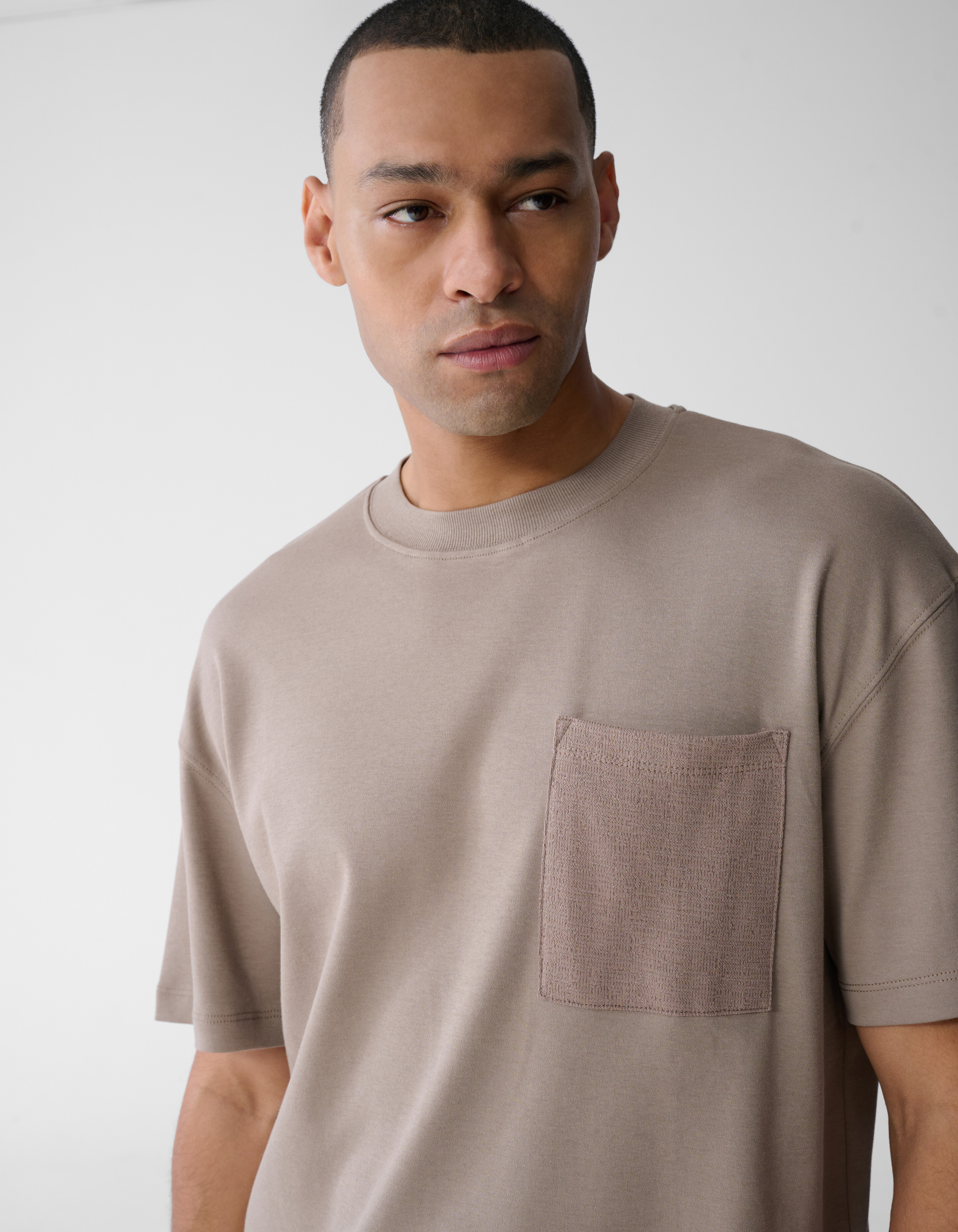 Structuur Pocket T-shirt Lichtbruin SHOEBY MEN