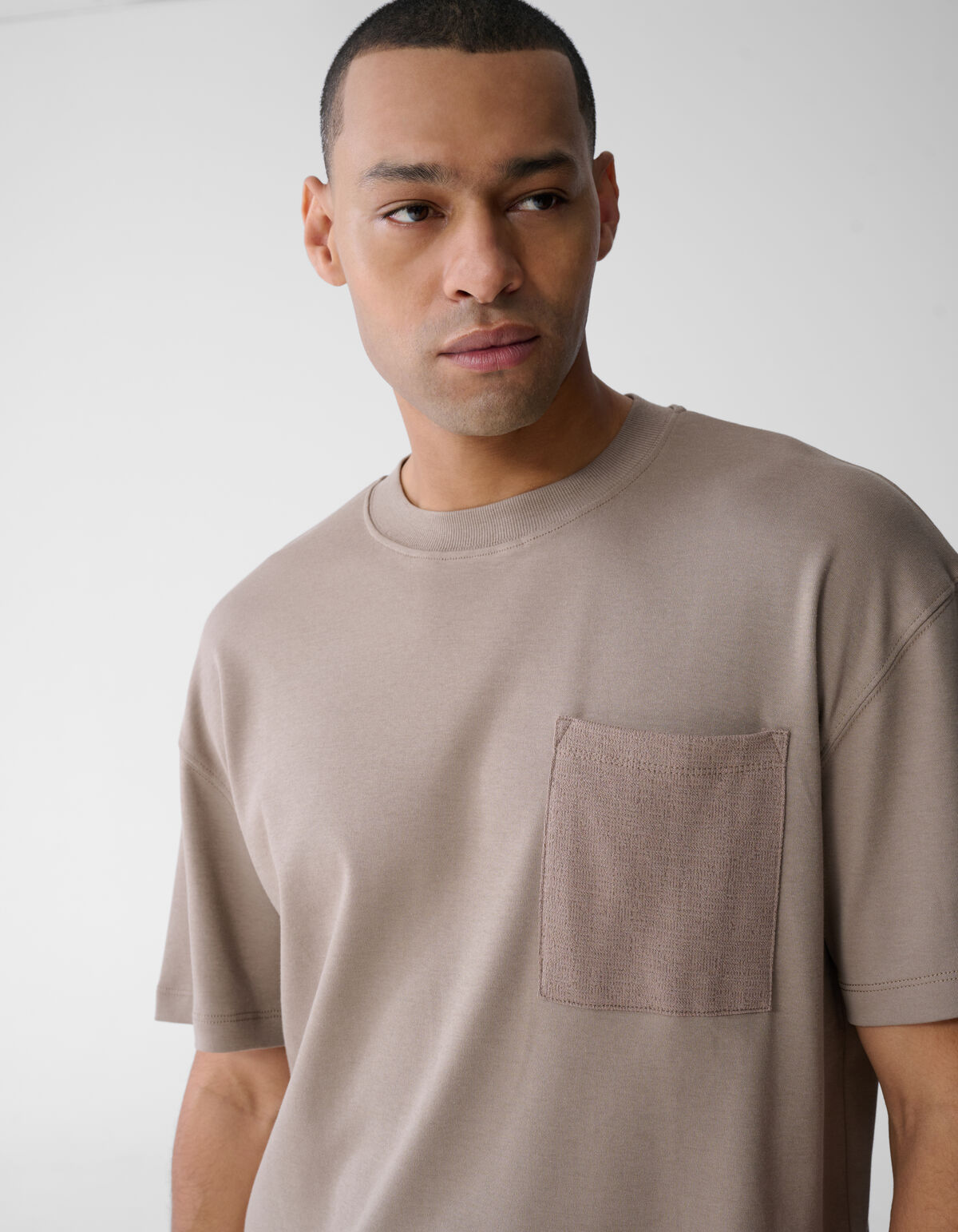 Structuur Pocket T-shirt Lichtbruin SHOEBY MEN