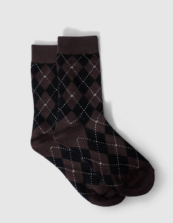 Ruiten Sokken Zwart/Donkerbruin SHOEBY ACCESSOIRES