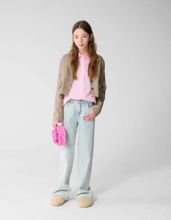 Cropped Ruiten Blazer Lichtbruin SHOEBY GIRLS