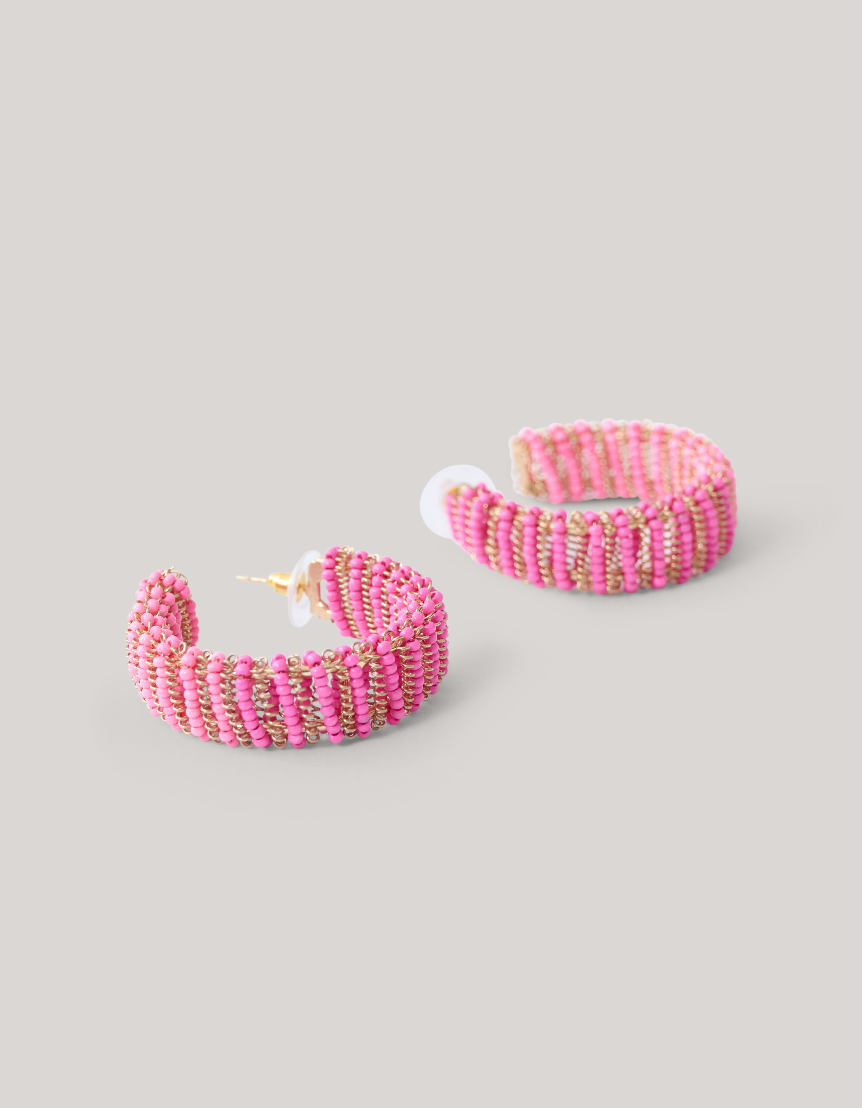 Beaded Hoop Oorbellen Roze SHOEBY ACCESSOIRES