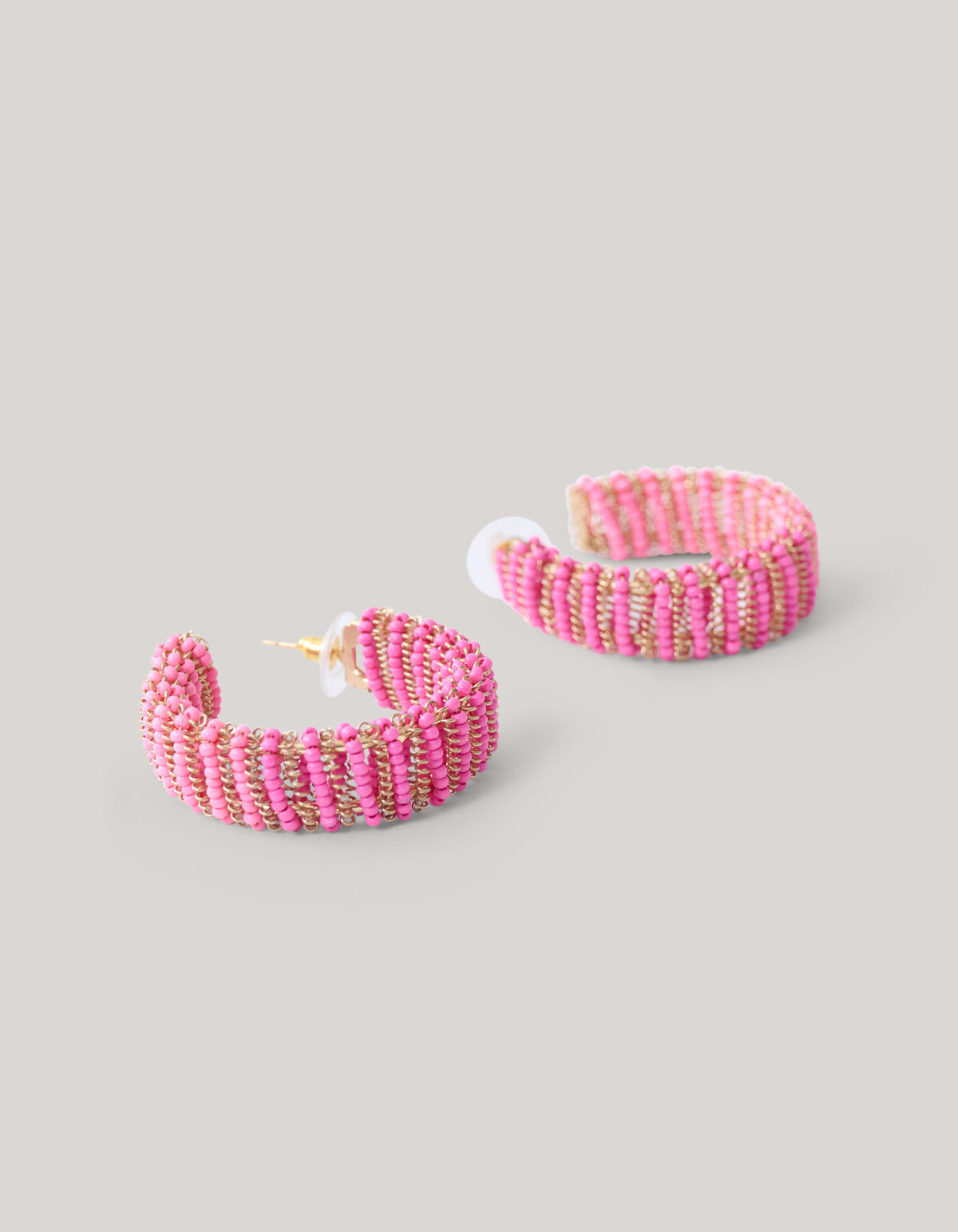 Beaded Hoop Oorbellen Roze SHOEBY ACCESSOIRES