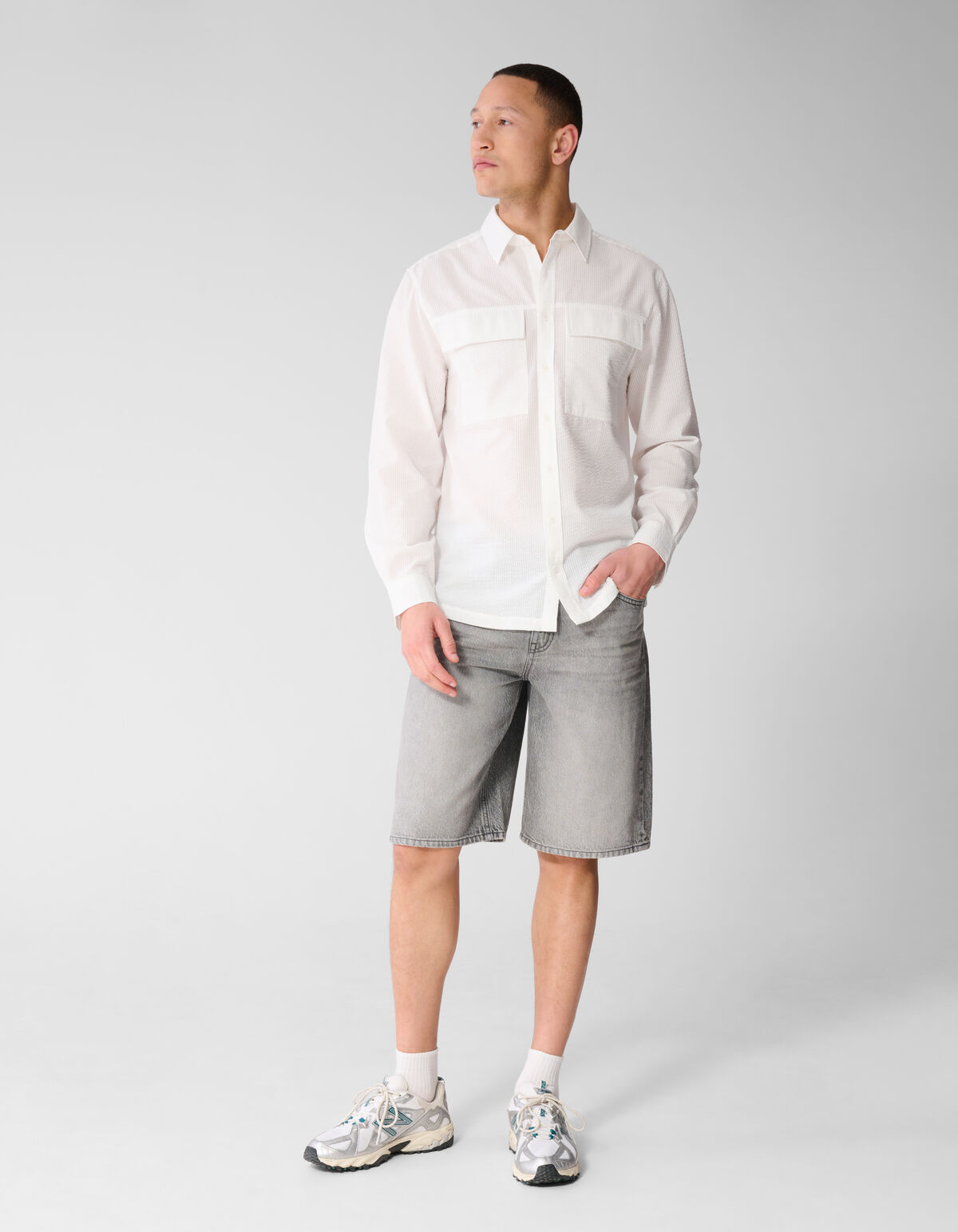 Seersucker Overhemd Wit SHOEBY MEN