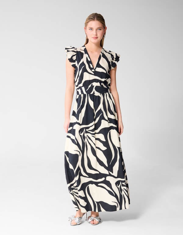 Printed Maxi Jurk Zwart SHOEBY WOMEN