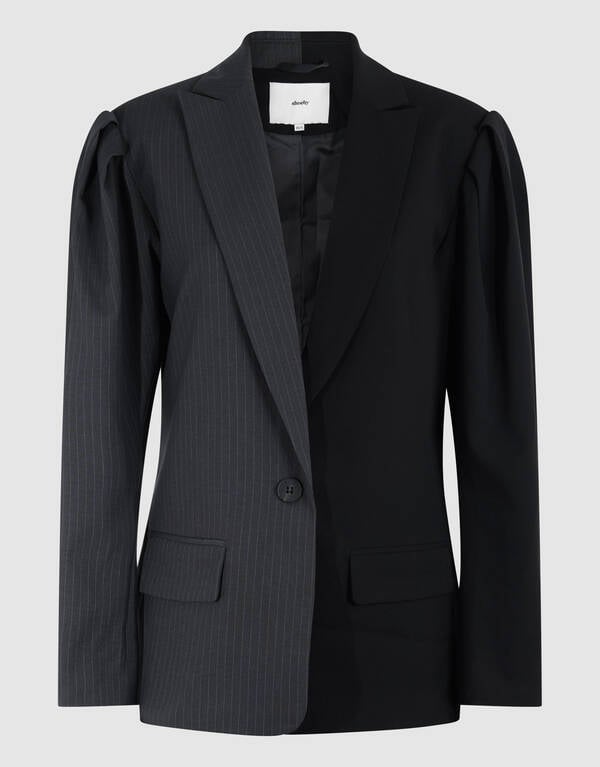 Oversized Pinstripe Mix Blazer Grijs/Zwart SHOEBY WOMEN