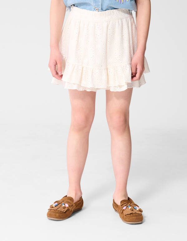 Embroidery Ruffle Skort Wit SHOEBY GIRLS