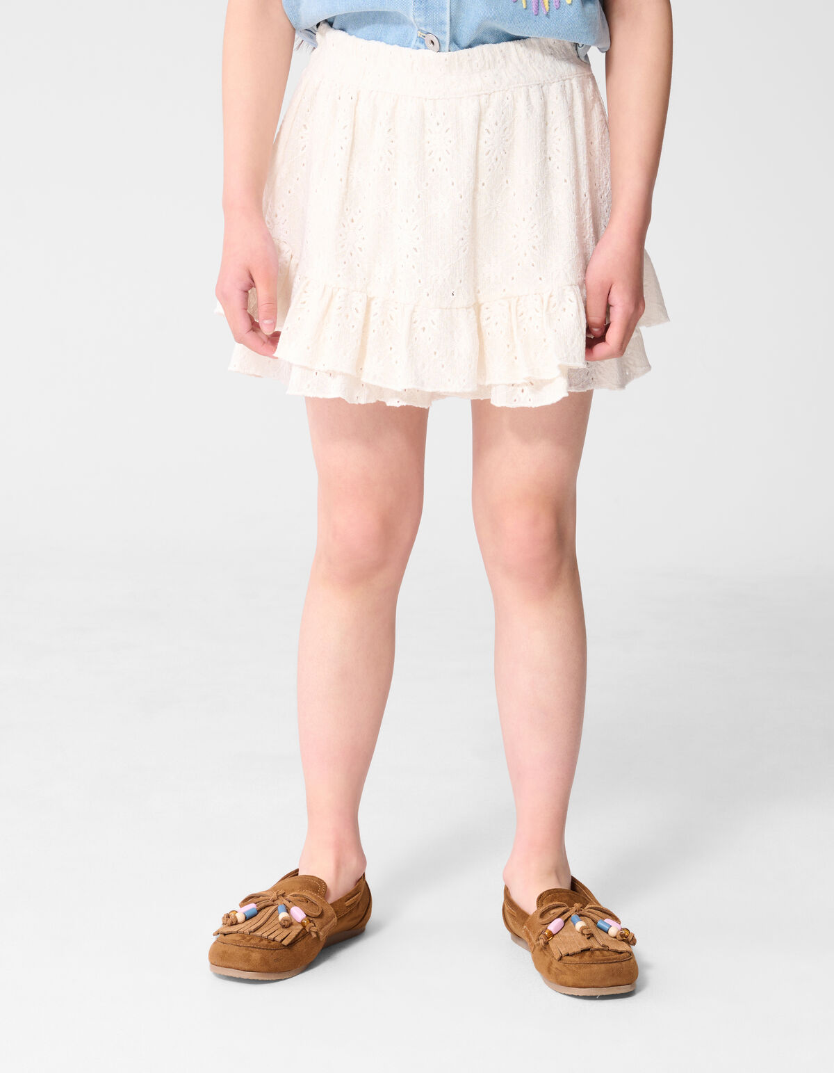 Embroidery Ruffle Skort Wit SHOEBY GIRLS