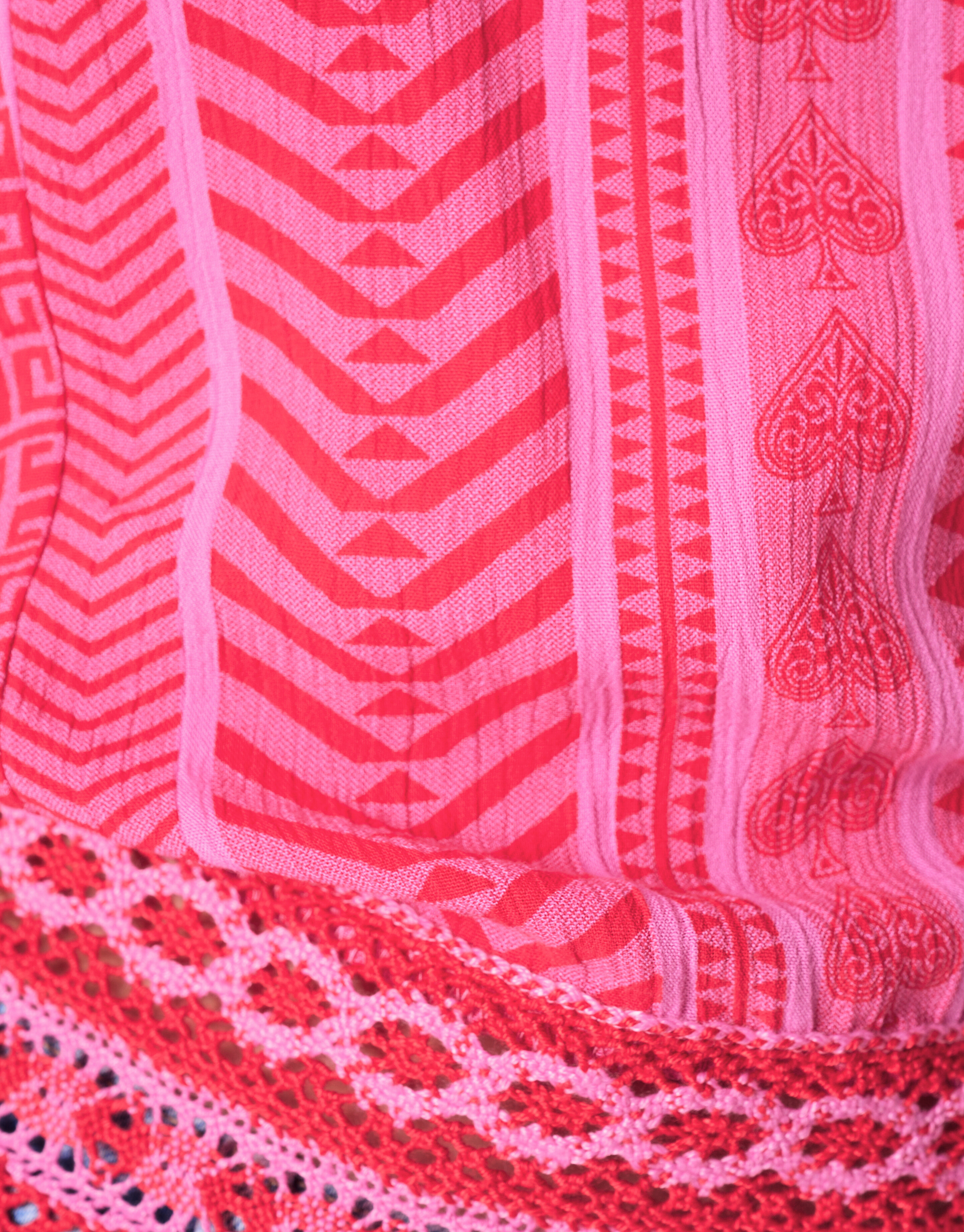 Printed Crinkle Top Roze/Rood SHOEBY WOMEN