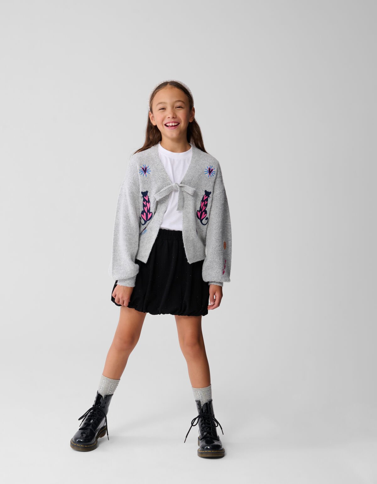 Embroidery Knit Vest Grijs SHOEBY GIRLS