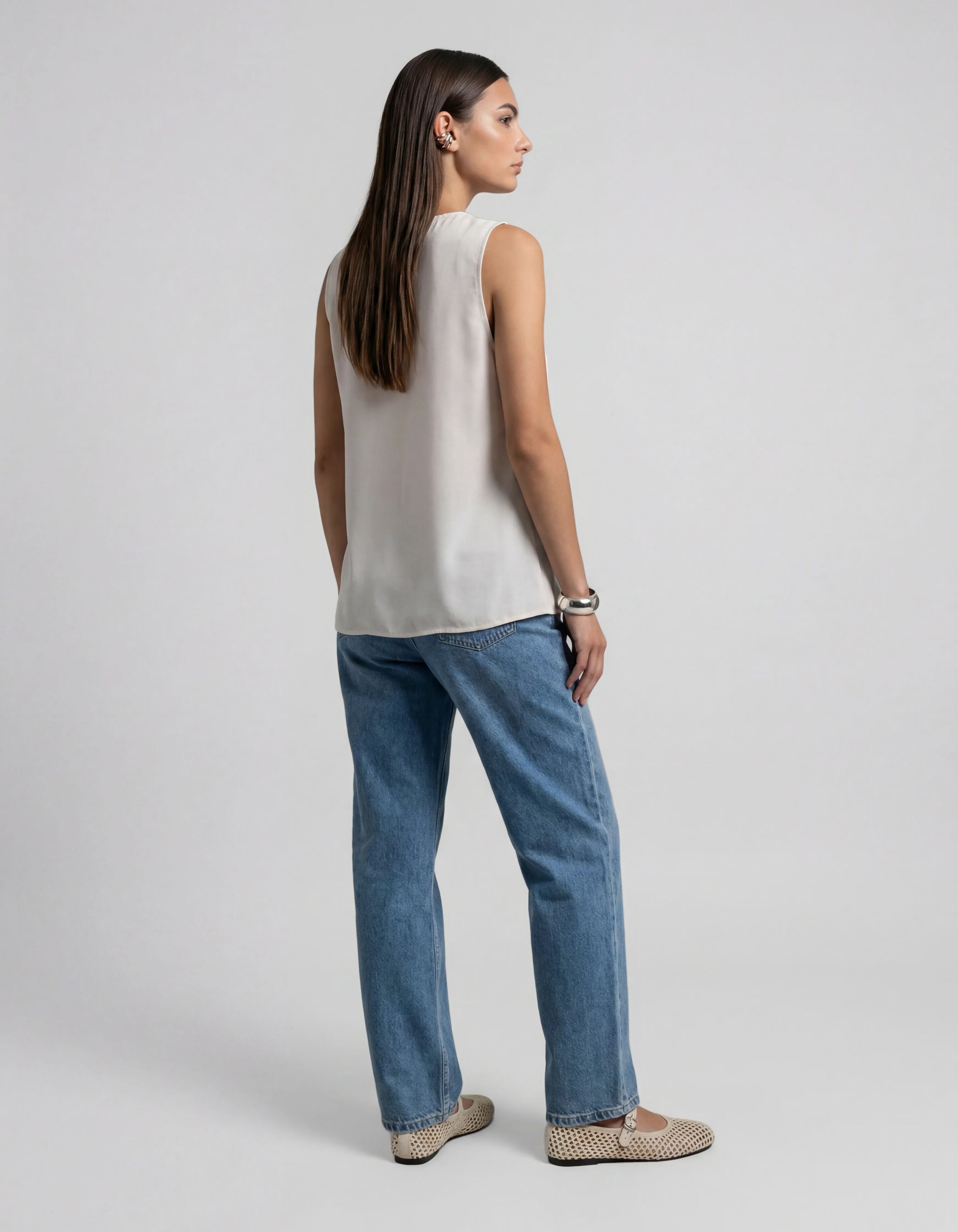 Satijnen Top Gebroken Wit SHOEBY WOMEN
