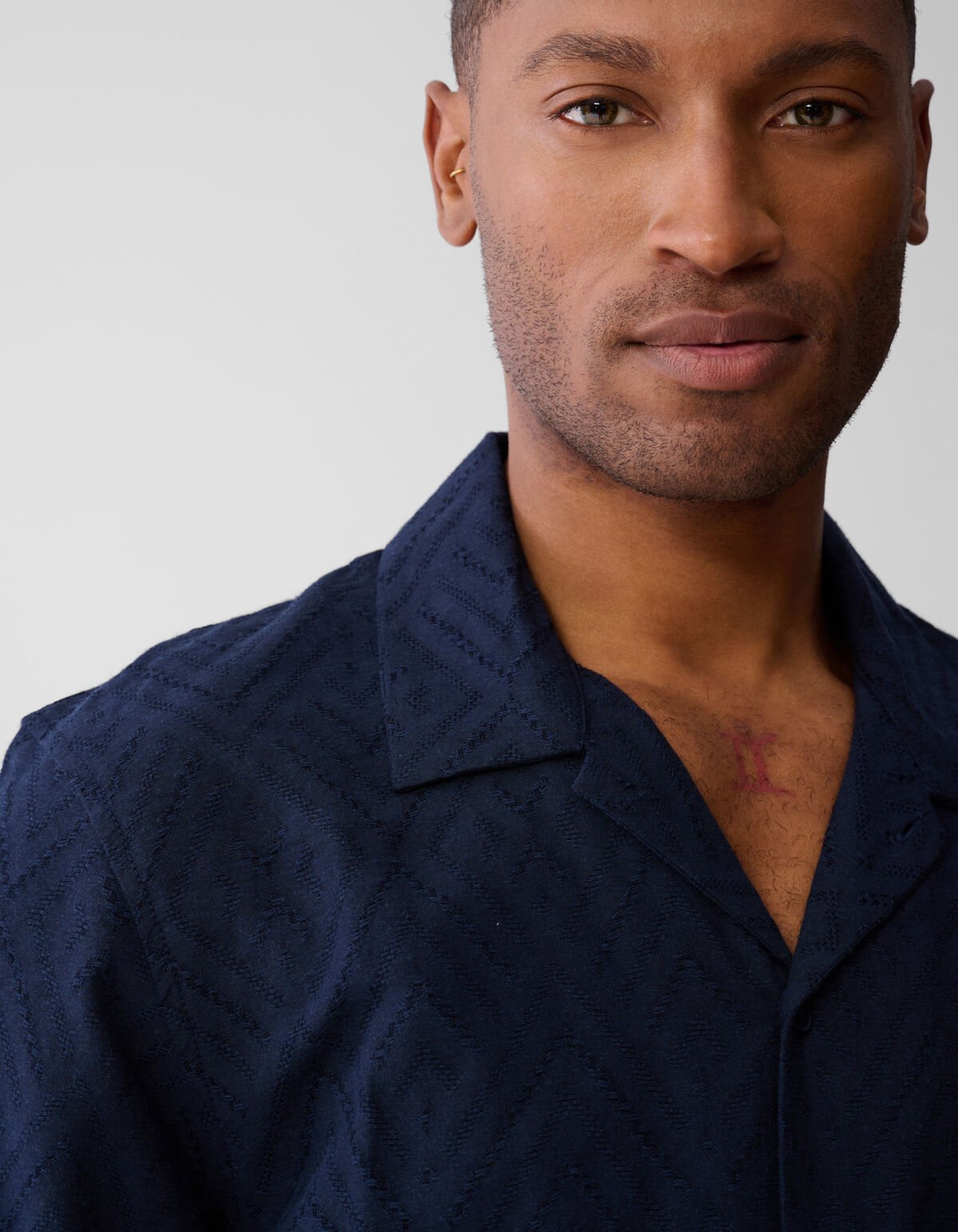Wavy Jacquard Shirt Donkerblauw SHOEBY MEN
