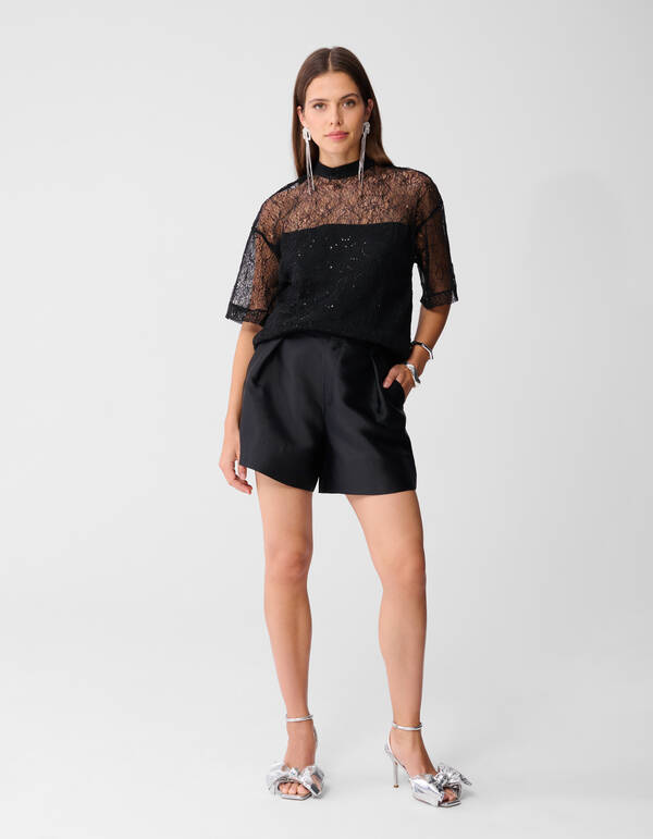 Kanten T-shirt Zwart SHOEBY WOMEN